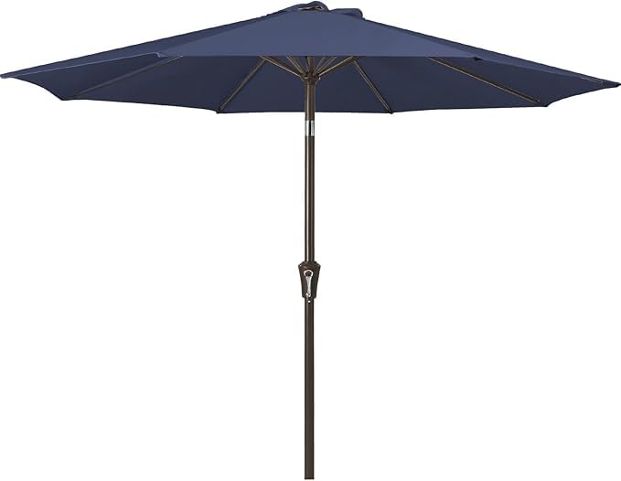 JEAREY 9FT Outdoor Patio Umbrella Outdoor Table Umbrella with Push Button Tilt and Crank, Market Umbrella 8 Sturdy Ribs UV Protection Waterproof for Garden, Deck, Backyard, Pool (Beige)