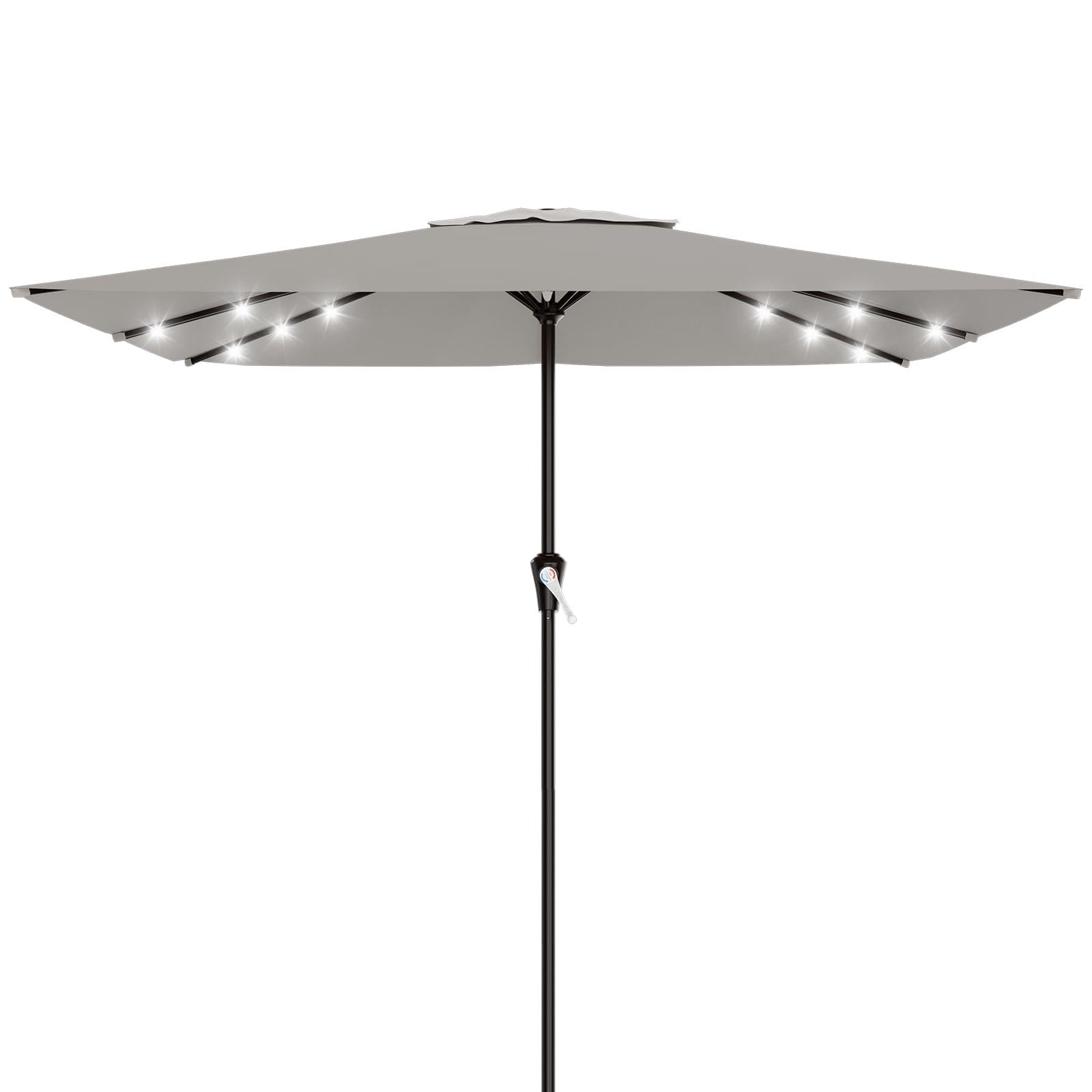 AreShark 9FT Patio Umbrella with Solar Lights, 32 Lighted Pool Umbrella w/Tilt and Crank, Outdoor Market Solar Umbrellas for Garden, Deck, Backyard, Pool and Beach, Beige