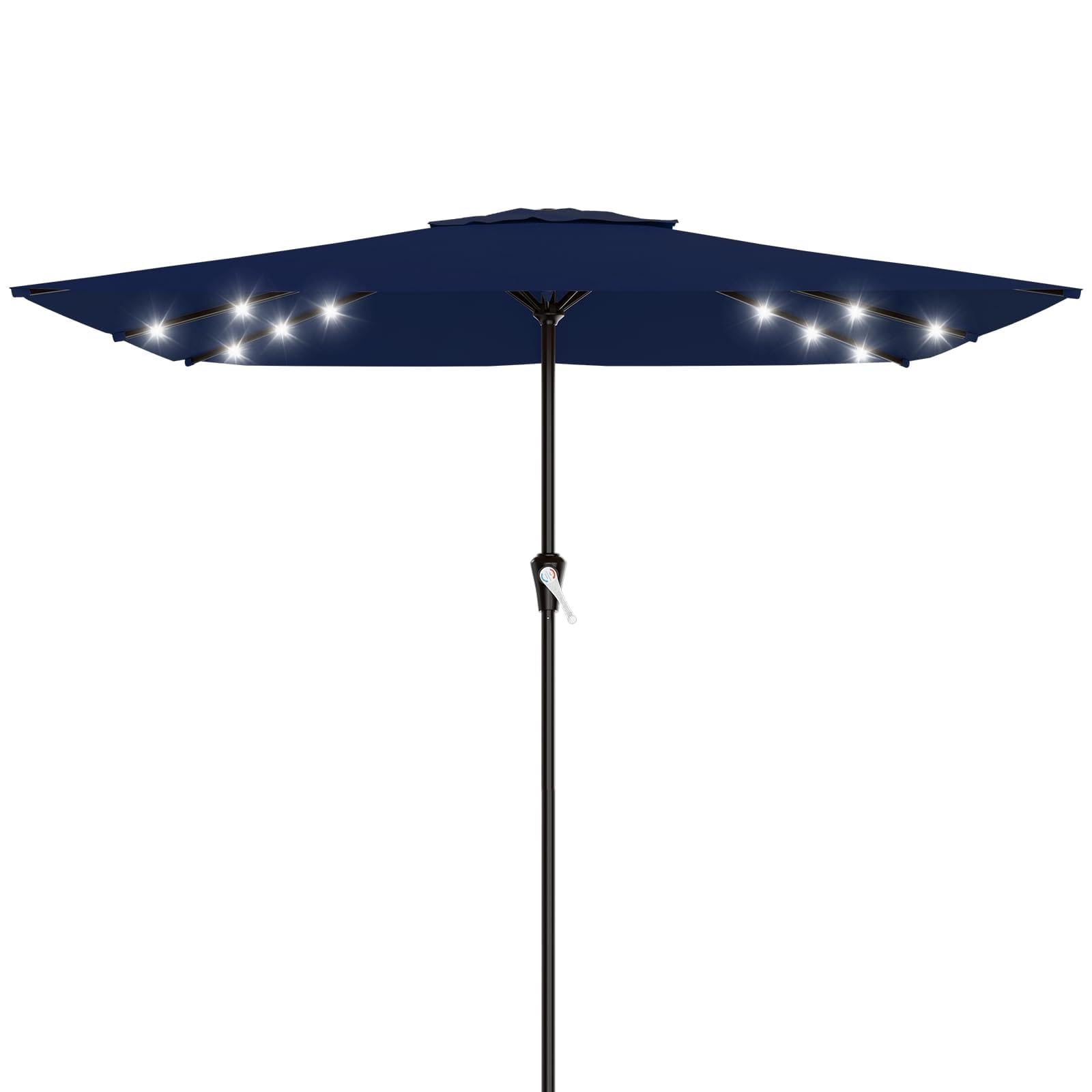 AreShark 9FT Patio Umbrella with Solar Lights, 32 Lighted Pool Umbrella w/Tilt and Crank, Outdoor Market Solar Umbrellas for Garden, Deck, Backyard, Pool and Beach, Beige