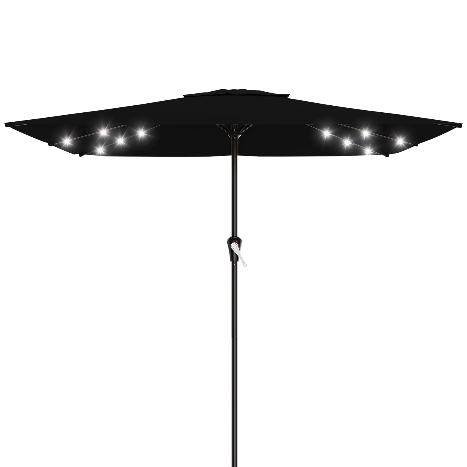 AreShark 9FT Patio Umbrella with Solar Lights, 32 Lighted Pool Umbrella w/Tilt and Crank, Outdoor Market Solar Umbrellas for Garden, Deck, Backyard, Pool and Beach, Beige