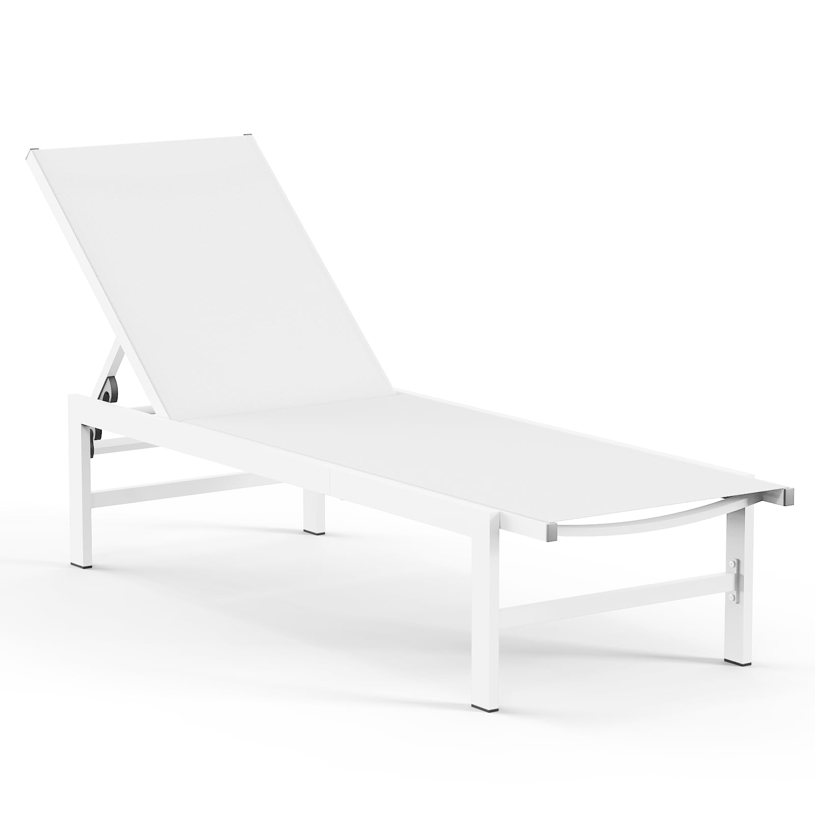 Vexwalx Outdoor Lounge Chair for Pool, Aluminum Chaise Lounge Chairs with 5-Position Recliner, Patio Lounge Chair for Backyard, Poolside, Deck, Lawn (Khaki)