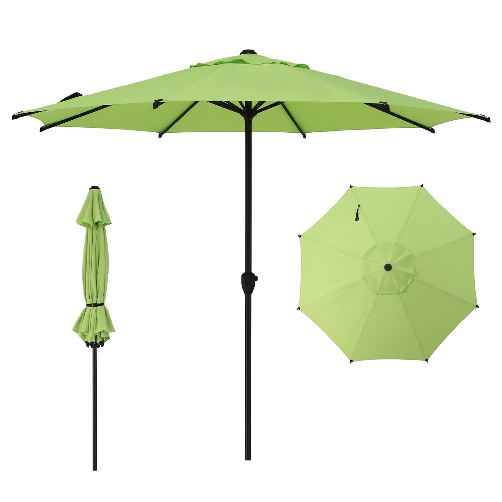 Abba Patio 9FT Lyon Outdoor Patio Umbrella Outdoor Table Umbrella with Push Button Tilt and Crank Market Umbrella 8 Sturdy Ribs UV Protection Waterproof for Garden Deck Backyard Pool, Black & Ivory