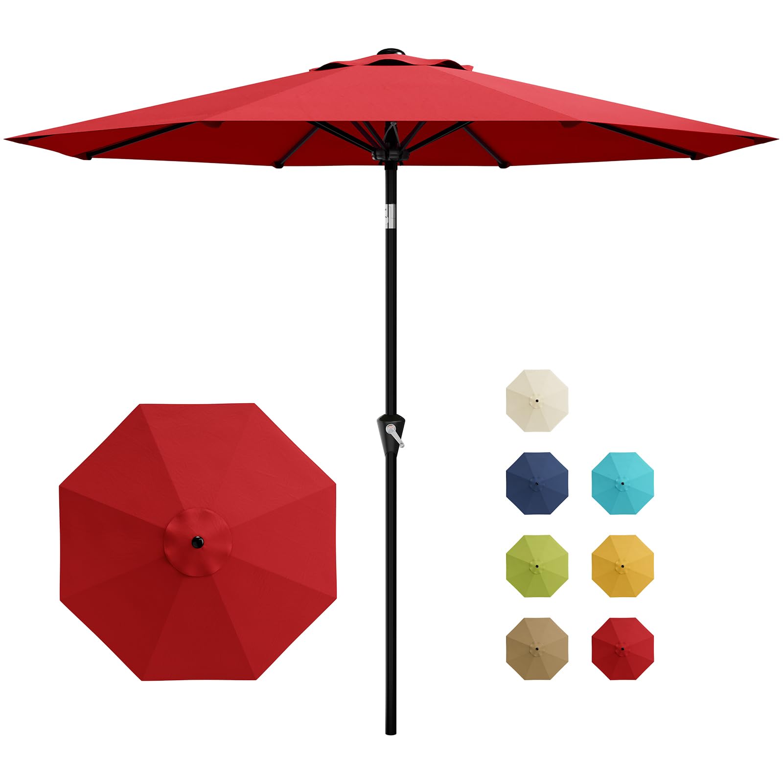 Garvee 9FT Patio Umbrella - Outdoor Table Umbrella with Smooth Crank Lift, Push Button Tilt and 8 Sturdy Ribs - Market Umbrella UV Protection Waterproof for Pool, Deck, Yard, Garden (Navy Blue)
