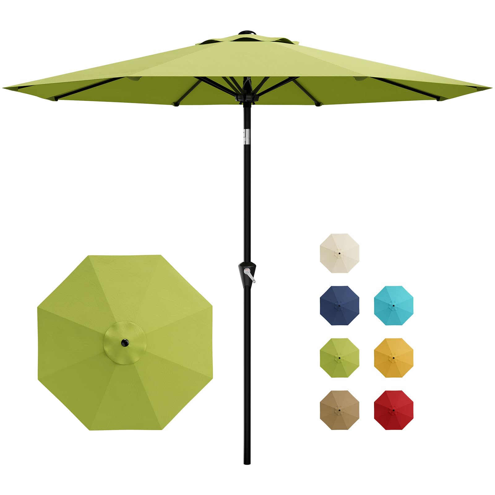 GarveeLife 9FT Umbrella Outdoor Patio, Table Umbrella with Push Button Tilt and Crank, 8 Sturdy Ribs Waterproof UV Protection for Garden, Pool, Deck, Backyard, Market (Navy)