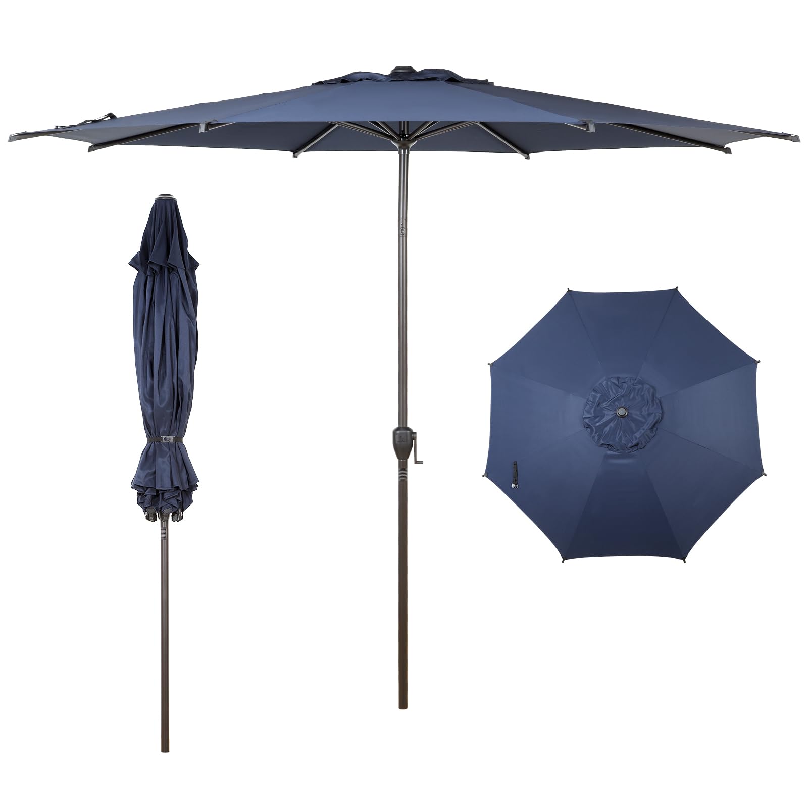 Abba Patio 9FT Lyon Outdoor Patio Umbrella Outdoor Table Umbrella with Push Button Tilt and Crank Market Umbrella 8 Sturdy Ribs UV Protection Waterproof for Garden Deck Backyard Pool, Black & Ivory