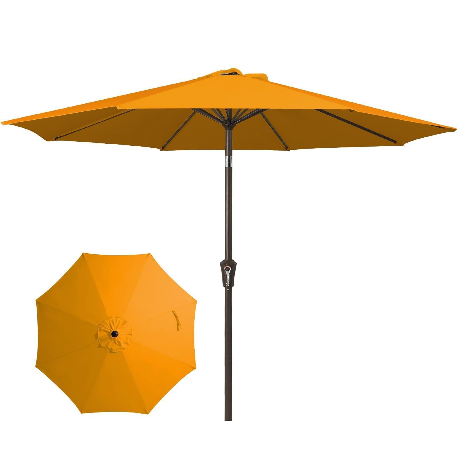 JEAREY 9FT Outdoor Patio Umbrella Outdoor Table Umbrella with Push Button Tilt and Crank, Market Umbrella 8 Sturdy Ribs UV Protection Waterproof for Garden, Deck, Backyard, Pool (Beige)