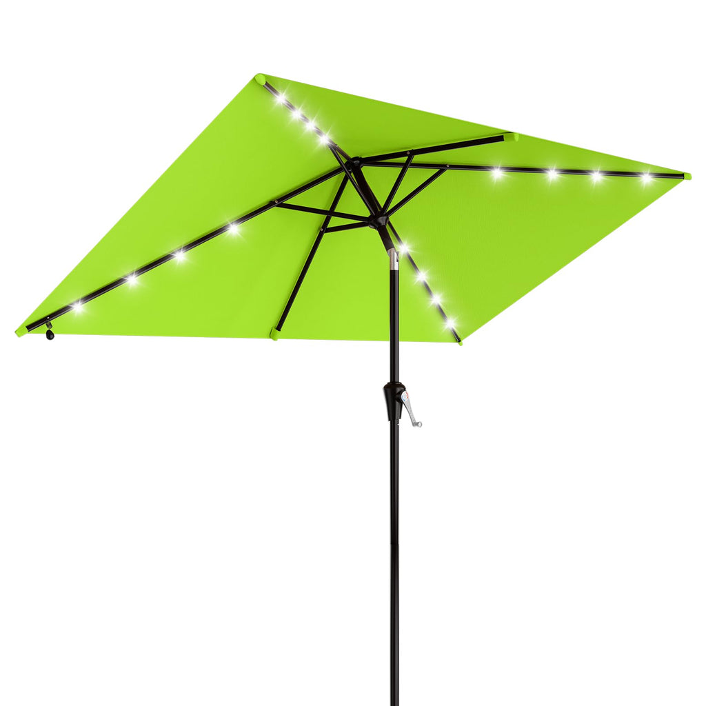 AreShark 9FT Patio Umbrella with Solar Lights, 32 Lighted Pool Umbrella w/Tilt and Crank, Outdoor Market Solar Umbrellas for Garden, Deck, Backyard, Pool and Beach, Beige