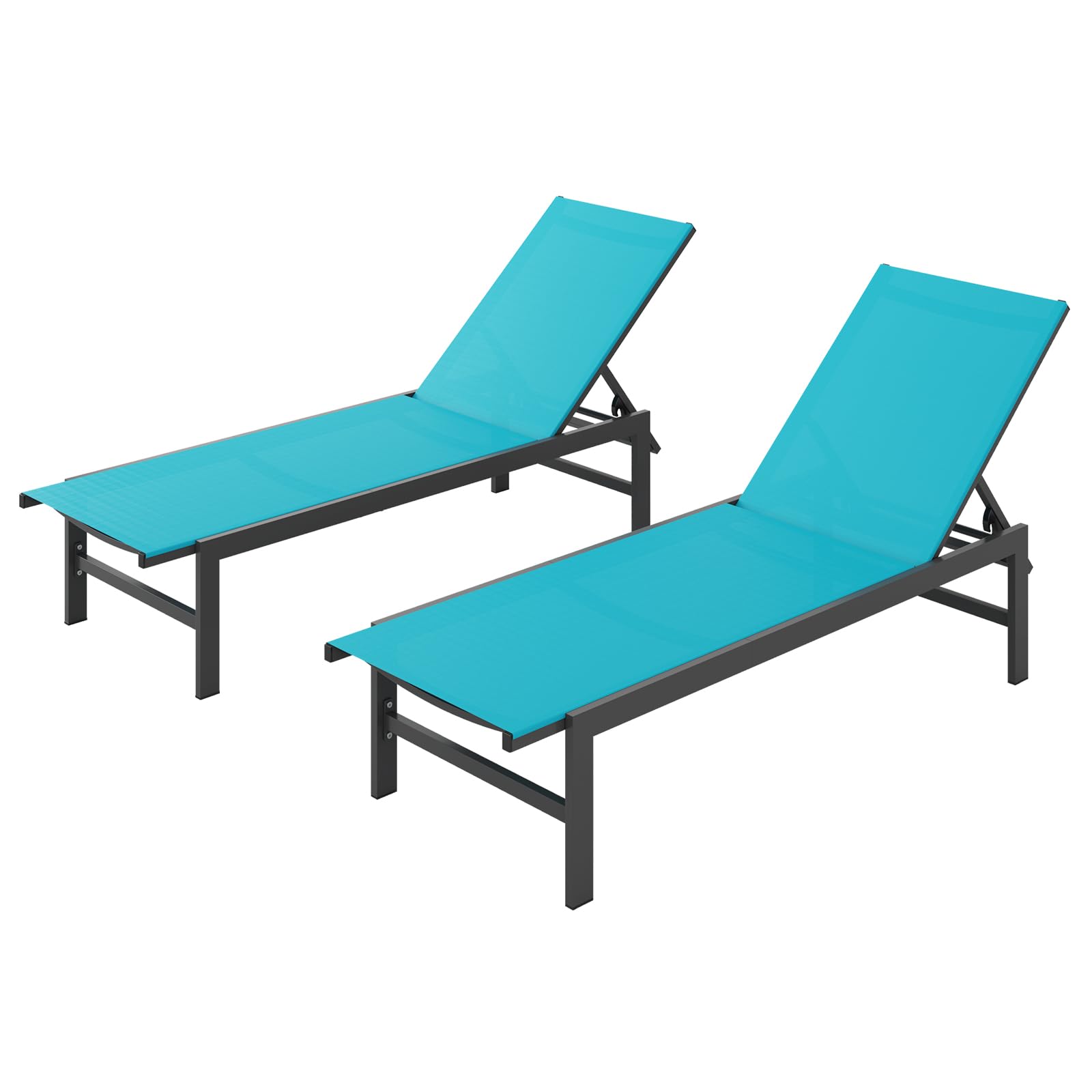Vexwalx Outdoor Lounge Chair for Pool, Aluminum Chaise Lounge Chairs with 5-Position Recliner, Patio Lounge Chair for Backyard, Poolside, Deck, Lawn (Khaki)