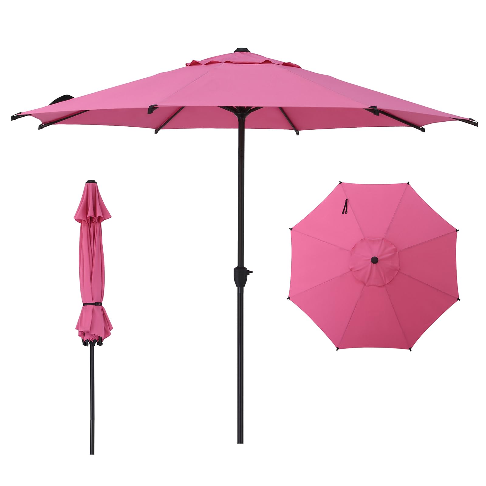 Abba Patio 9FT Lyon Outdoor Patio Umbrella Outdoor Table Umbrella with Push Button Tilt and Crank Market Umbrella 8 Sturdy Ribs UV Protection Waterproof for Garden Deck Backyard Pool, Black & Ivory