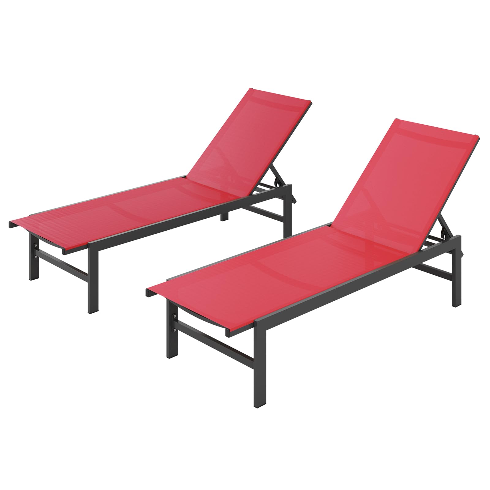 Vexwalx Outdoor Lounge Chair for Pool, Aluminum Chaise Lounge Chairs with 5-Position Recliner, Patio Lounge Chair for Backyard, Poolside, Deck, Lawn (Khaki)