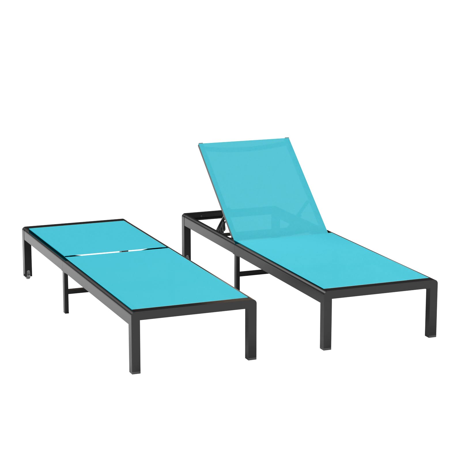 Aluminum Lounge Chairs Outdoor Chaise Furniture,2 Sets Patio Metal Deck Lounger Adjustable 5-Position Poolside Chase Recliner with Wheels for Beach,Coffee Table, (Khaki, 1 Chair)