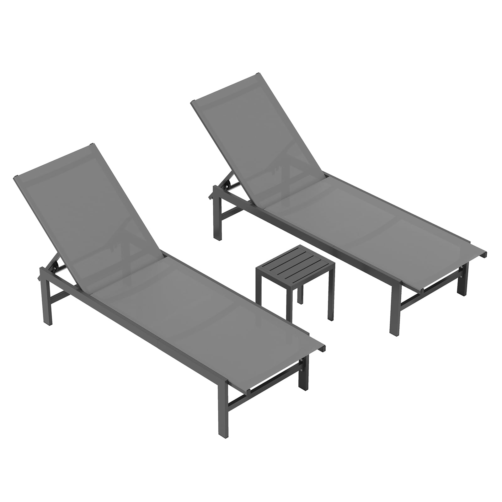 Vexwalx Outdoor Lounge Chair for Pool, Aluminum Chaise Lounge Chairs with 5-Position Recliner, Patio Lounge Chair for Backyard, Poolside, Deck, Lawn (Khaki)
