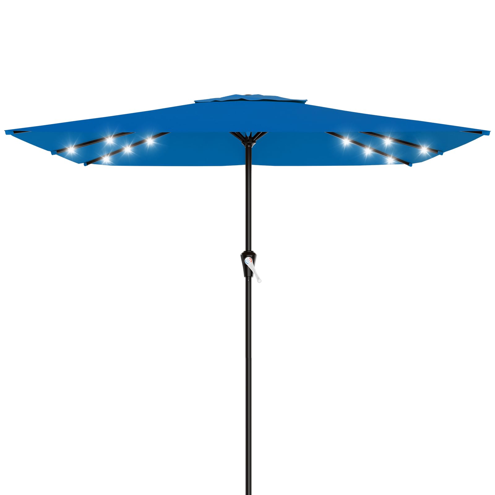 AreShark 9FT Patio Umbrella with Solar Lights, 32 Lighted Pool Umbrella w/Tilt and Crank, Outdoor Market Solar Umbrellas for Garden, Deck, Backyard, Pool and Beach, Beige