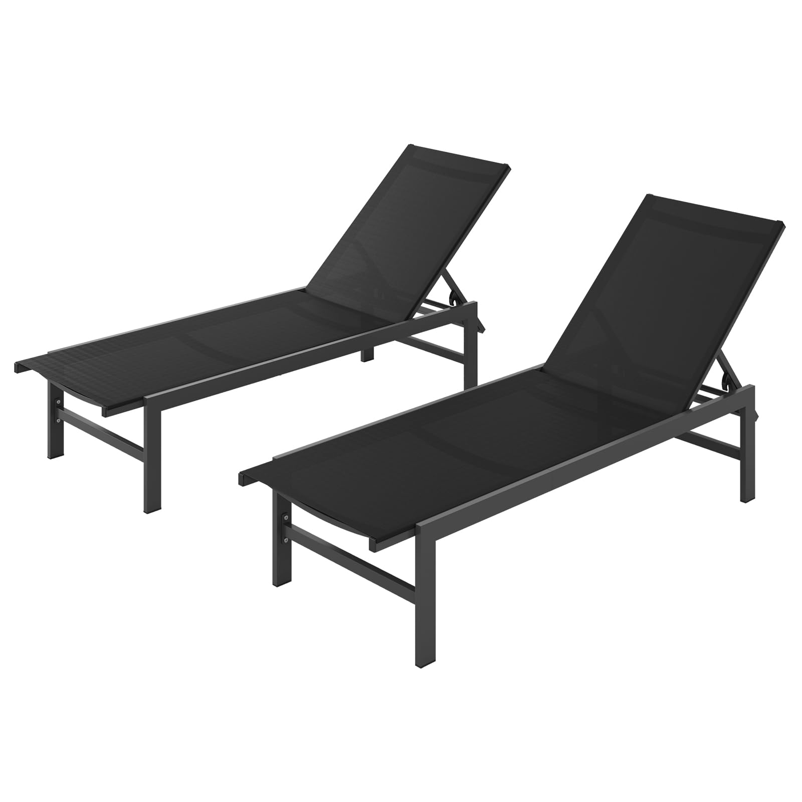 Vexwalx Outdoor Lounge Chair for Pool, Aluminum Chaise Lounge Chairs with 5-Position Recliner, Patio Lounge Chair for Backyard, Poolside, Deck, Lawn (Khaki)