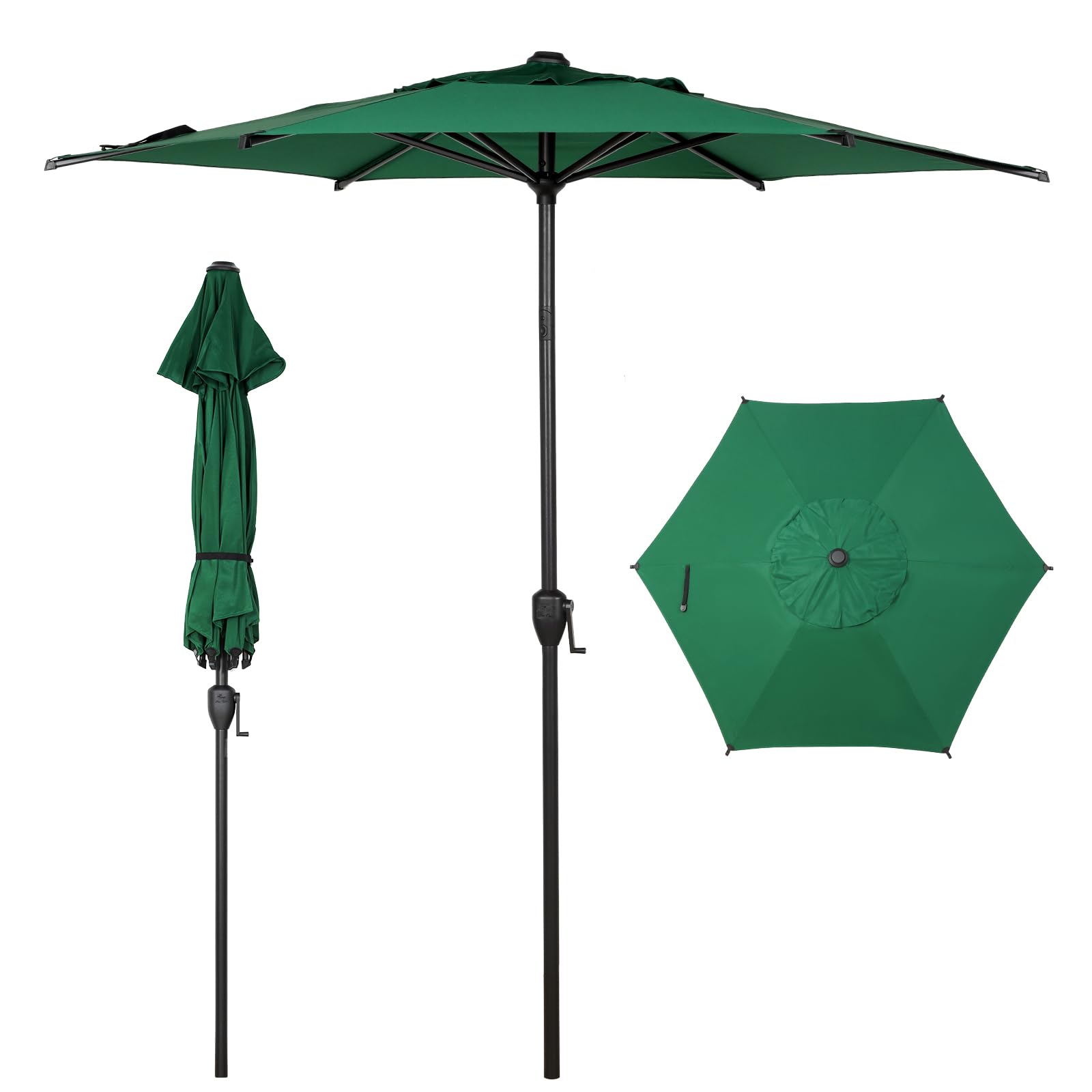 Abba Patio 9FT Lyon Outdoor Patio Umbrella Outdoor Table Umbrella with Push Button Tilt and Crank Market Umbrella 8 Sturdy Ribs UV Protection Waterproof for Garden Deck Backyard Pool, Black & Ivory