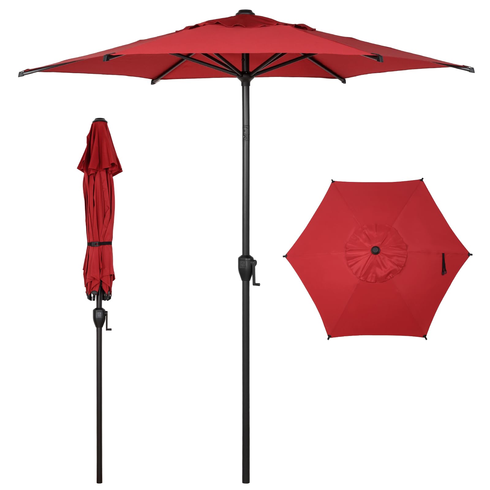 Abba Patio 9FT Lyon Outdoor Patio Umbrella Outdoor Table Umbrella with Push Button Tilt and Crank Market Umbrella 8 Sturdy Ribs UV Protection Waterproof for Garden Deck Backyard Pool, Black & Ivory