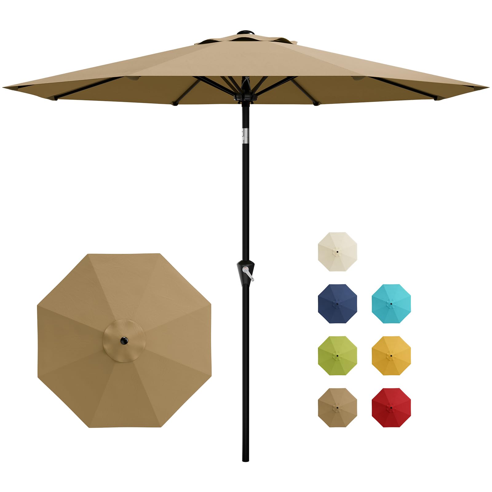 Garvee 9FT Patio Umbrella - Outdoor Table Umbrella with Smooth Crank Lift, Push Button Tilt and 8 Sturdy Ribs - Market Umbrella UV Protection Waterproof for Pool, Deck, Yard, Garden (Navy Blue)