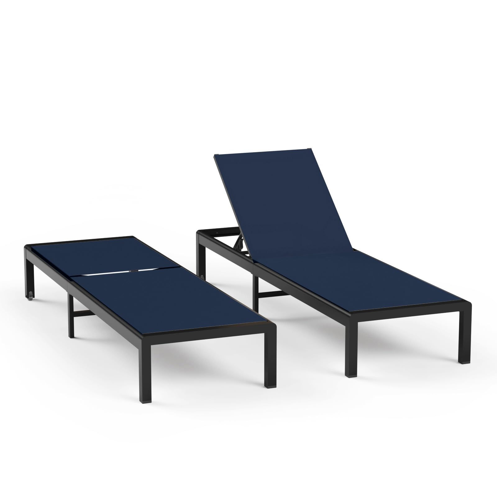 Aluminum Lounge Chairs Outdoor Chaise Furniture,2 Sets Patio Metal Deck Lounger Adjustable 5-Position Poolside Chase Recliner with Wheels for Beach,Coffee Table, (Khaki, 1 Chair)