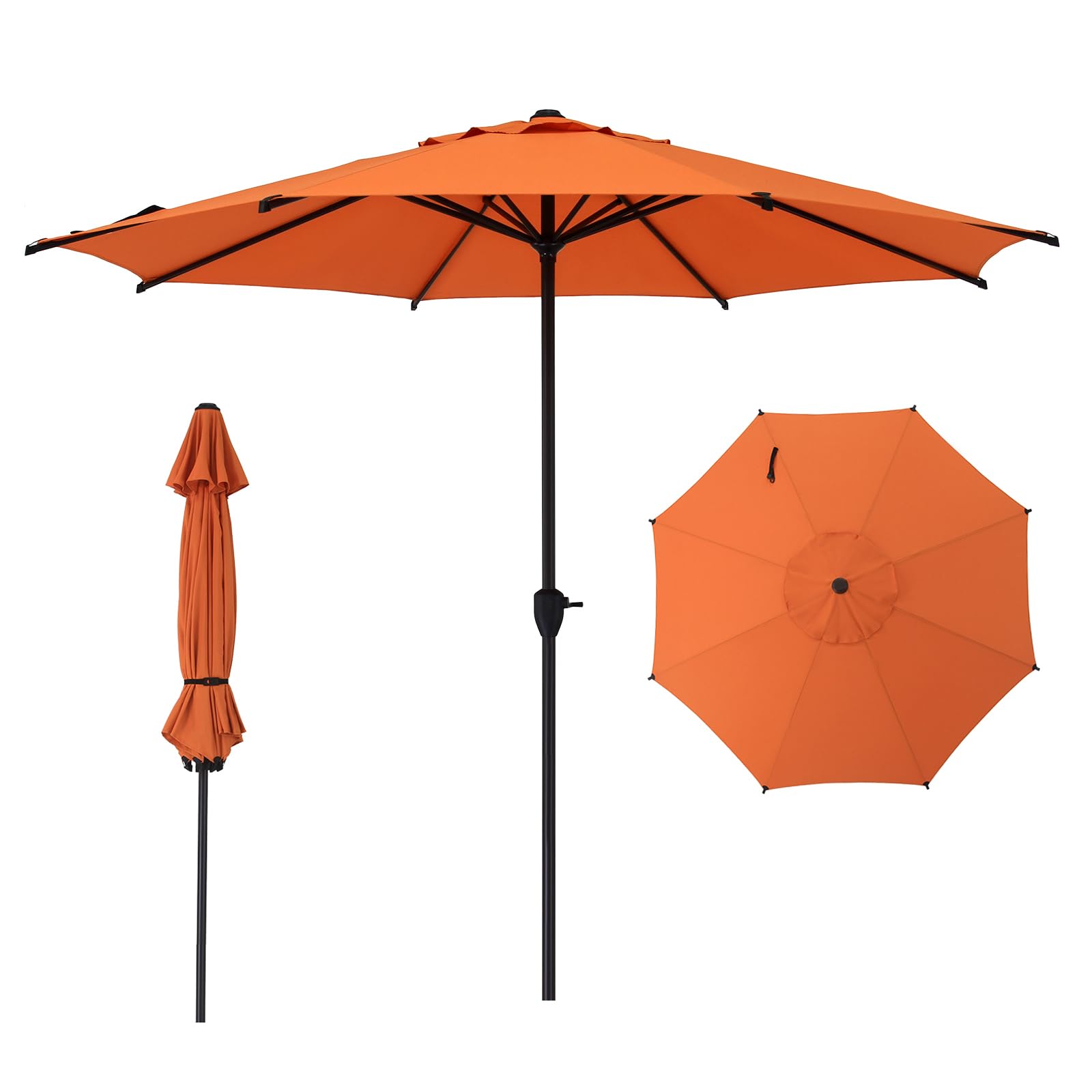 Abba Patio 9FT Lyon Outdoor Patio Umbrella Outdoor Table Umbrella with Push Button Tilt and Crank Market Umbrella 8 Sturdy Ribs UV Protection Waterproof for Garden Deck Backyard Pool, Black & Ivory