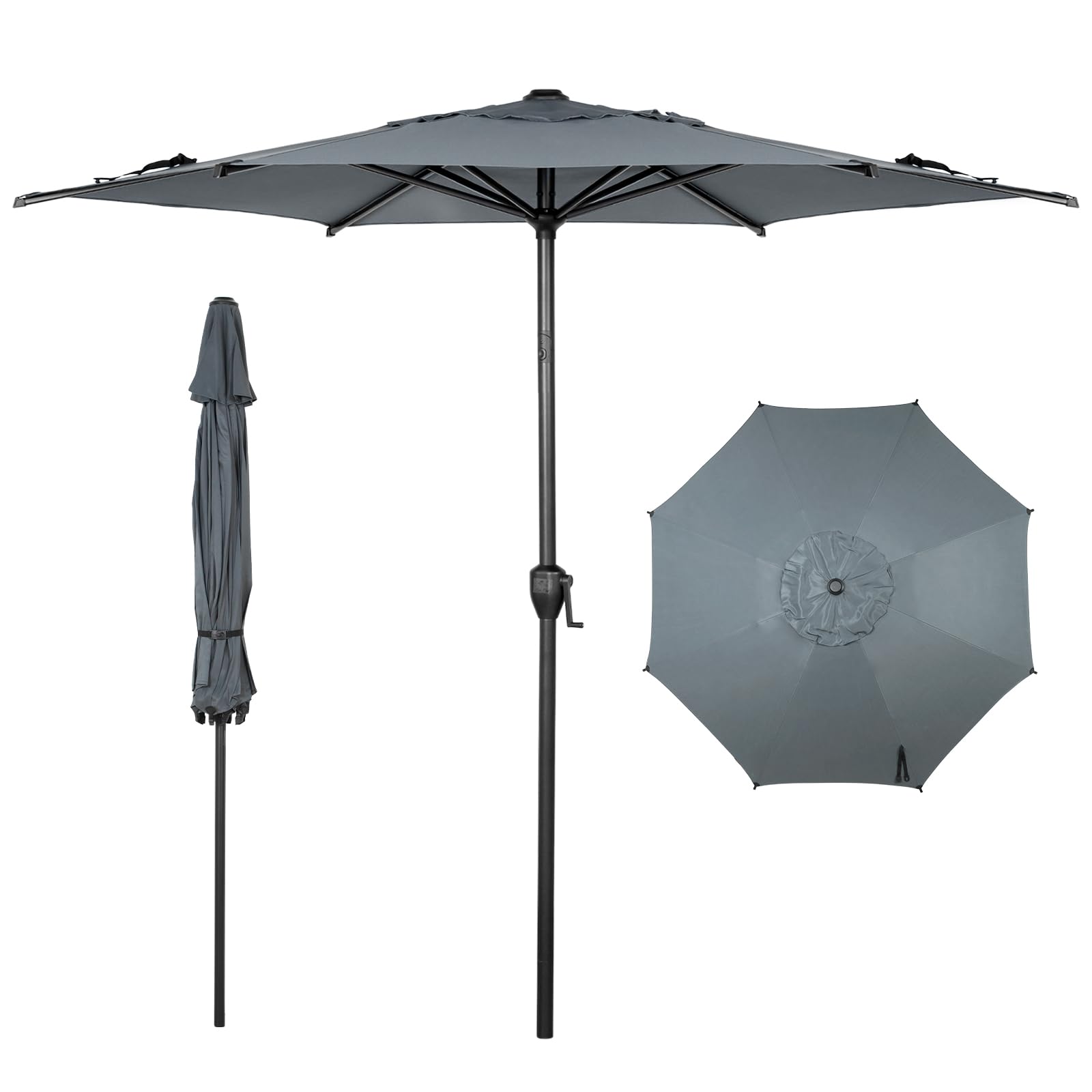 Abba Patio 9FT Lyon Outdoor Patio Umbrella Outdoor Table Umbrella with Push Button Tilt and Crank Market Umbrella 8 Sturdy Ribs UV Protection Waterproof for Garden Deck Backyard Pool, Black & Ivory