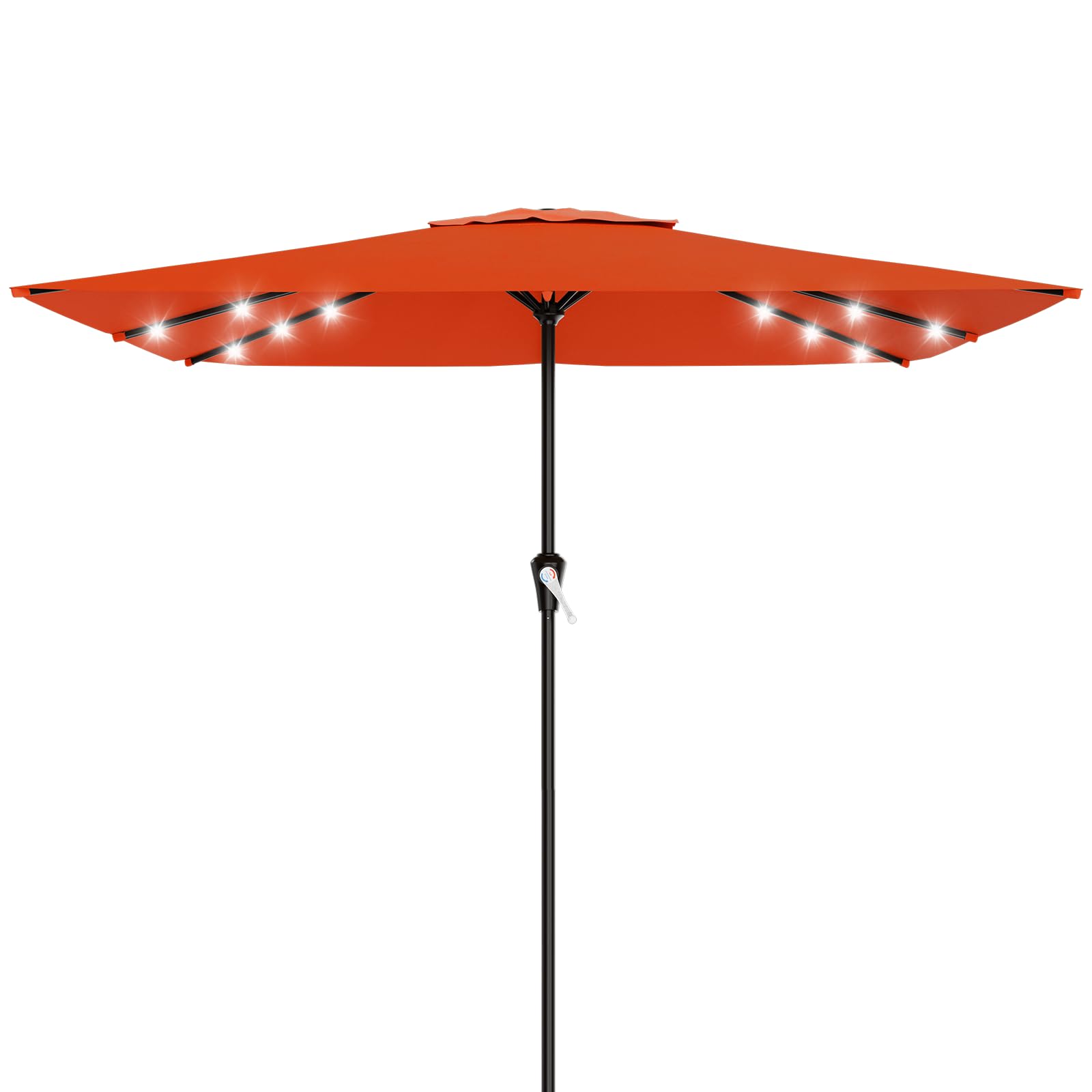 AreShark 9FT Patio Umbrella with Solar Lights, 32 Lighted Pool Umbrella w/Tilt and Crank, Outdoor Market Solar Umbrellas for Garden, Deck, Backyard, Pool and Beach, Beige