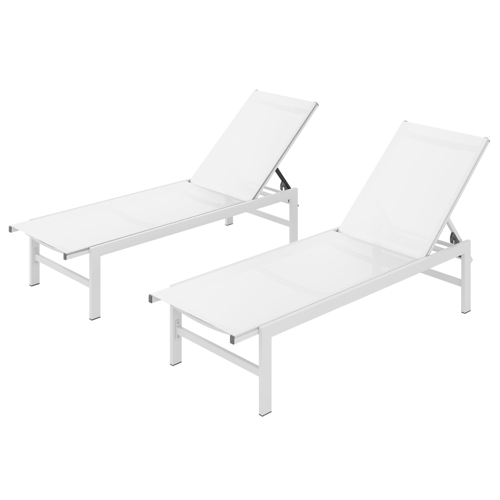 Vexwalx Outdoor Lounge Chair for Pool, Aluminum Chaise Lounge Chairs with 5-Position Recliner, Patio Lounge Chair for Backyard, Poolside, Deck, Lawn (Khaki)