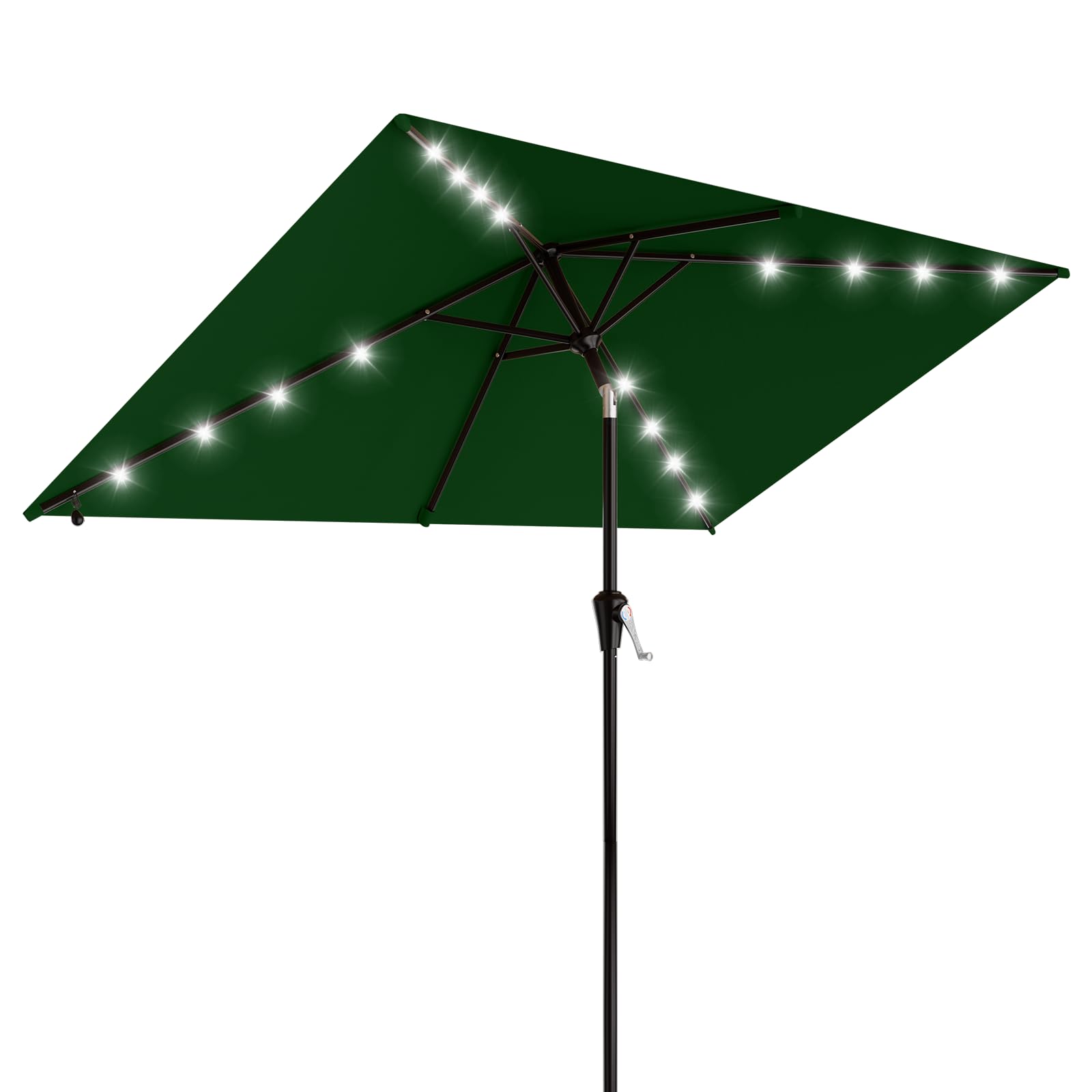 AreShark 9FT Patio Umbrella with Solar Lights, 32 Lighted Pool Umbrella w/Tilt and Crank, Outdoor Market Solar Umbrellas for Garden, Deck, Backyard, Pool and Beach, Beige