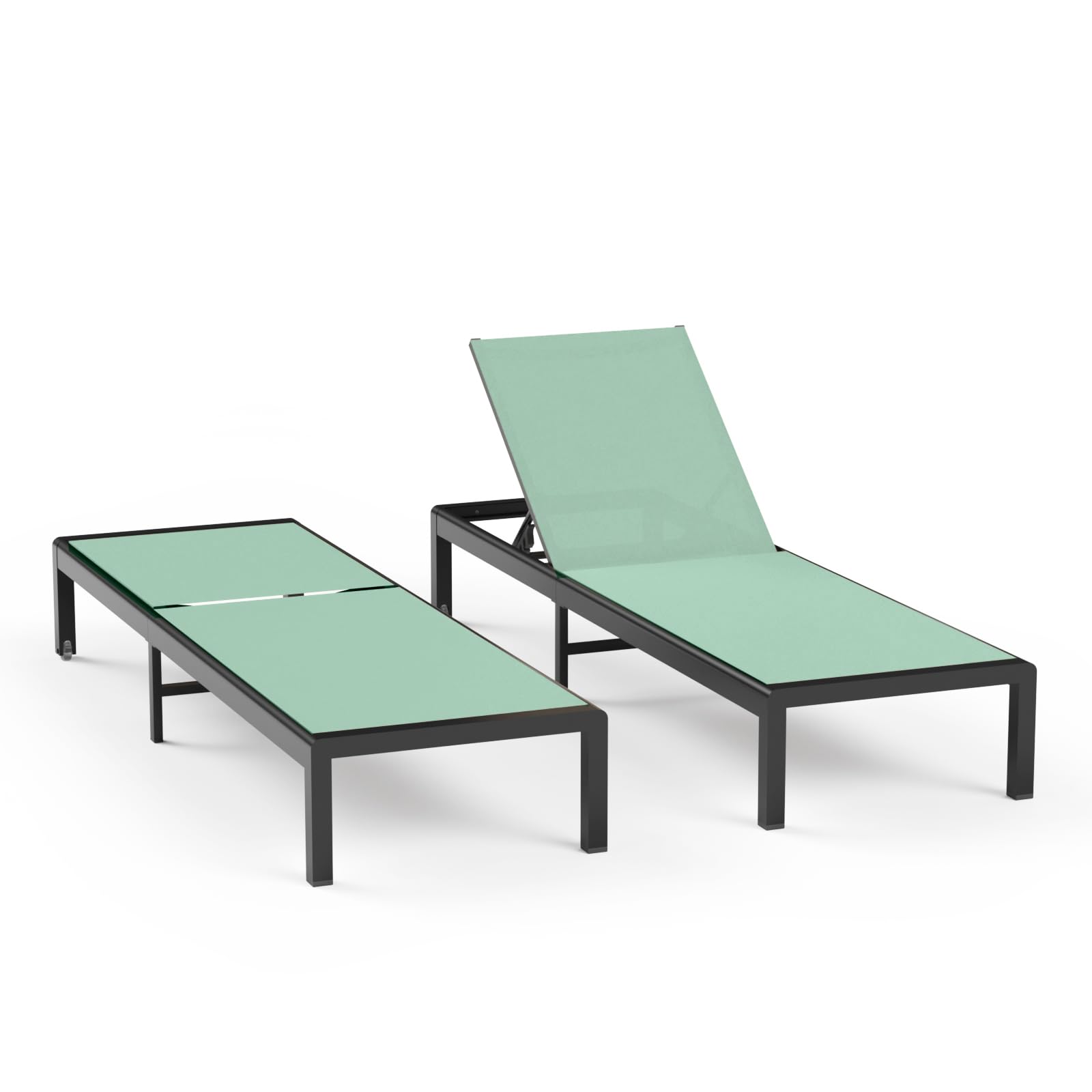 Aluminum Lounge Chairs Outdoor Chaise Furniture,2 Sets Patio Metal Deck Lounger Adjustable 5-Position Poolside Chase Recliner with Wheels for Beach,Coffee Table, (Khaki, 1 Chair)