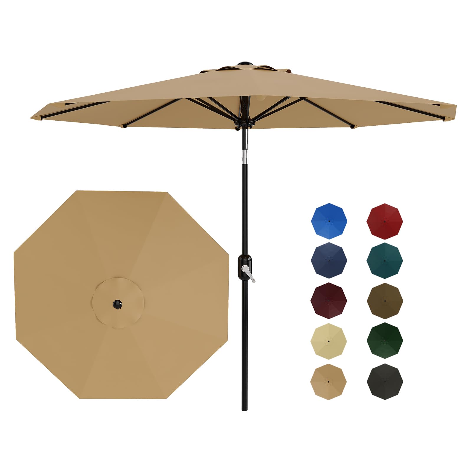 Garvee 9FT Patio Umbrella - Outdoor Table Umbrella with Smooth Crank Lift, Push Button Tilt and 8 Sturdy Ribs - Market Umbrella UV Protection Waterproof for Pool, Deck, Yard, Garden (Navy Blue)