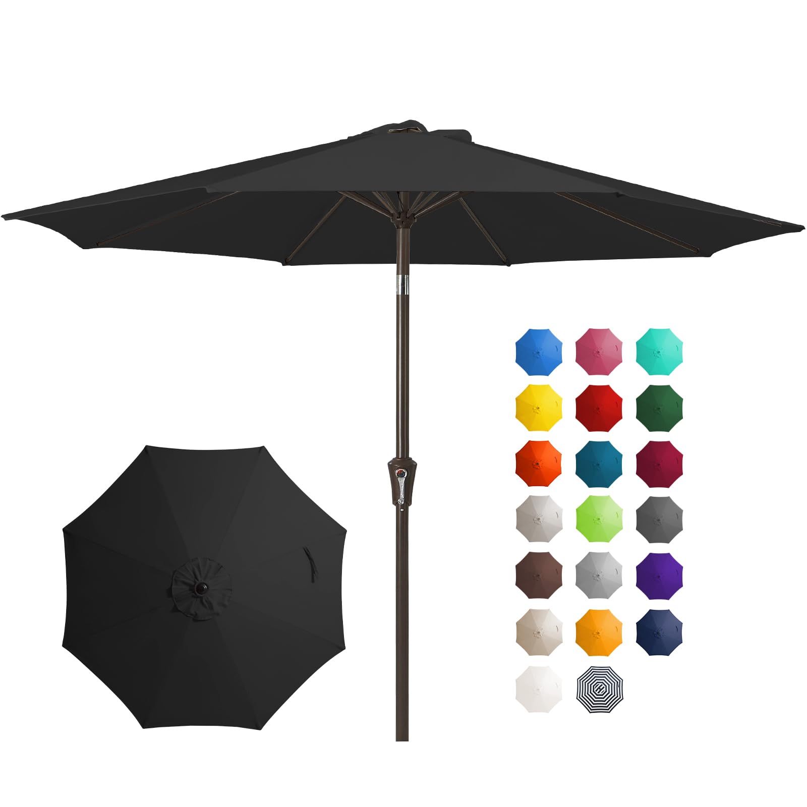 JEAREY 10FT Outdoor Patio Umbrella Outdoor Table Umbrella with Push Button Tilt and Crank, Market Umbrella 8 Sturdy Ribs UV Protection Waterproof for Pool, Garden (Navy)