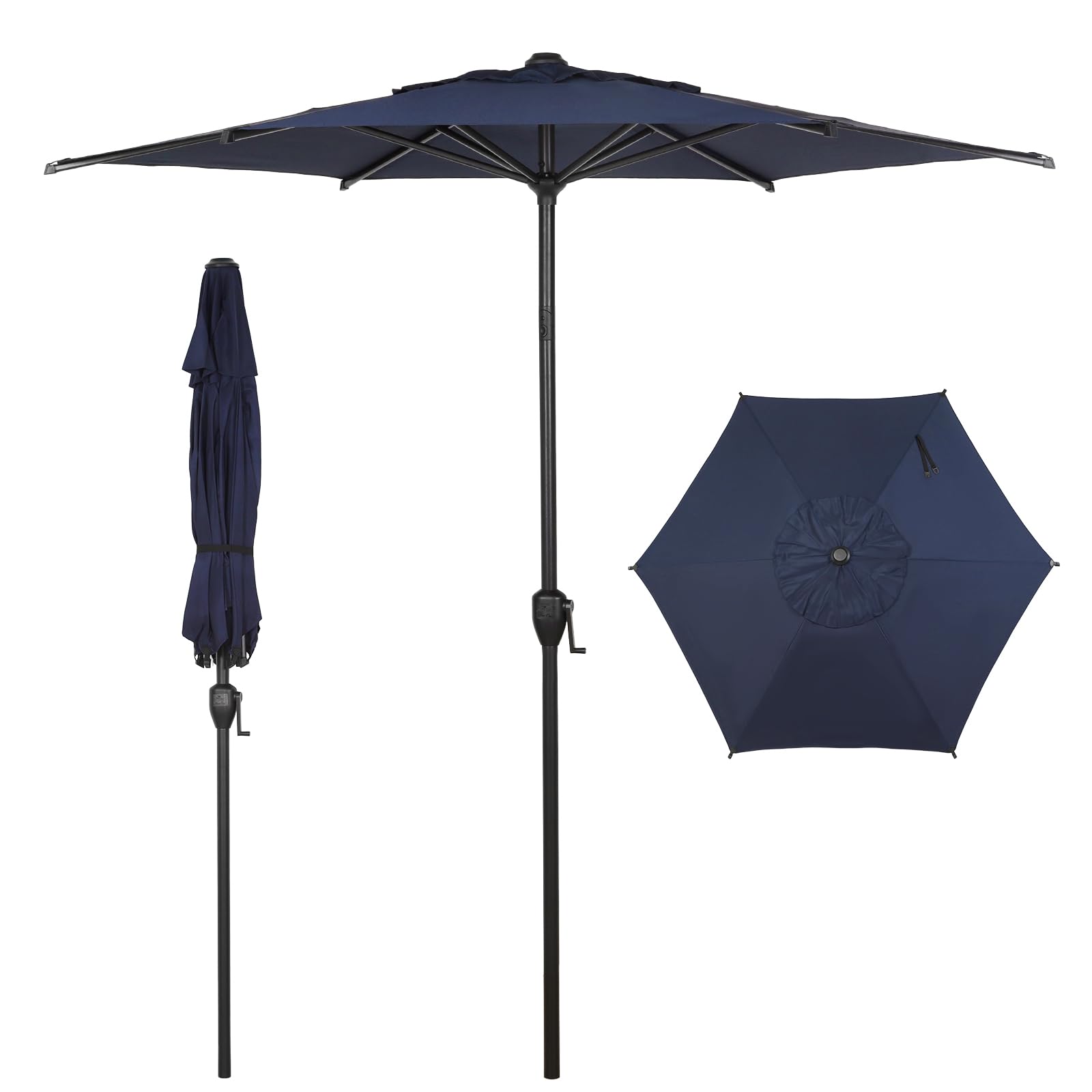 Abba Patio 9FT Lyon Outdoor Patio Umbrella Outdoor Table Umbrella with Push Button Tilt and Crank Market Umbrella 8 Sturdy Ribs UV Protection Waterproof for Garden Deck Backyard Pool, Black & Ivory