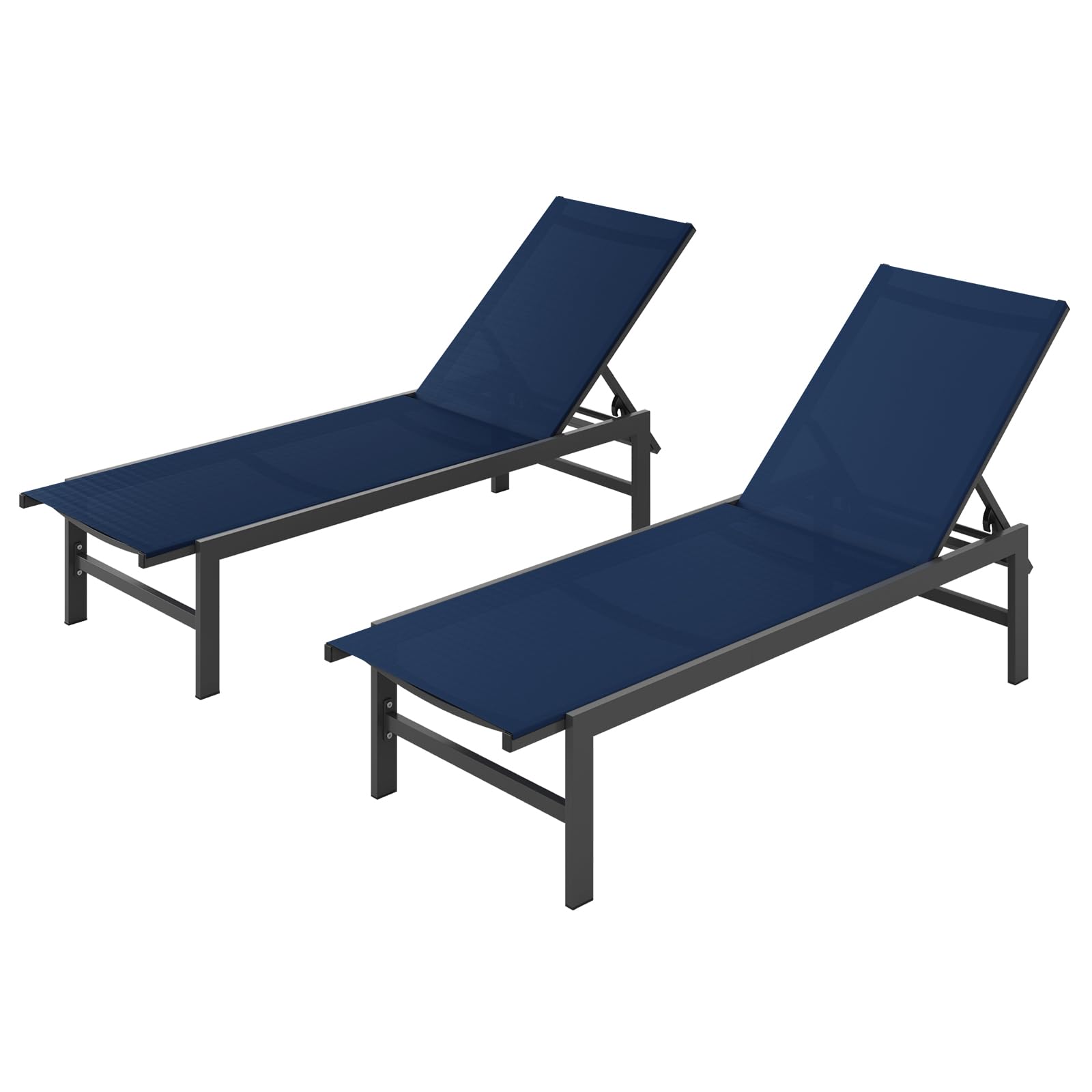 Vexwalx Outdoor Lounge Chair for Pool, Aluminum Chaise Lounge Chairs with 5-Position Recliner, Patio Lounge Chair for Backyard, Poolside, Deck, Lawn (Khaki)