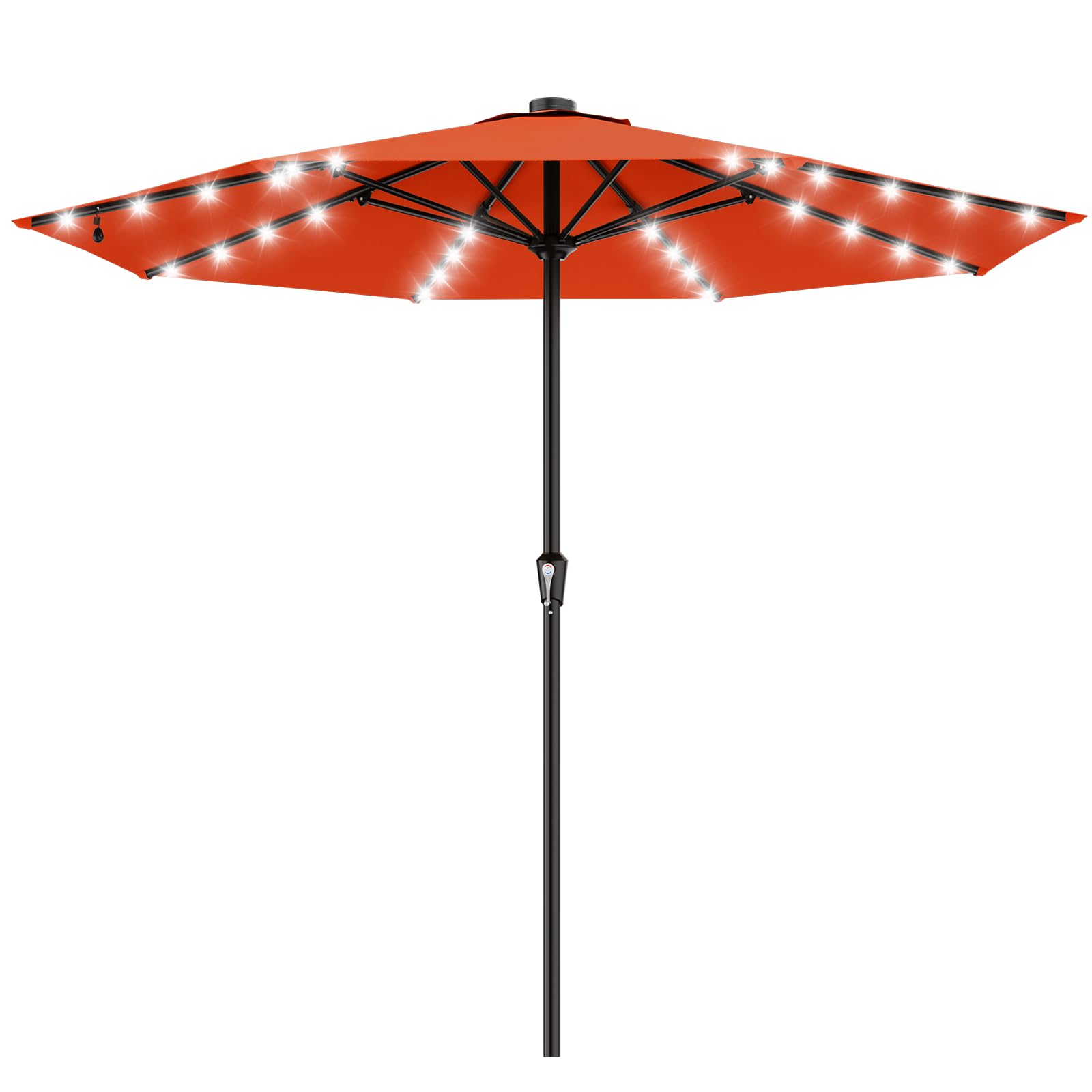 AreShark 9FT Patio Umbrella with Solar Lights, 32 Lighted Pool Umbrella w/Tilt and Crank, Outdoor Market Solar Umbrellas for Garden, Deck, Backyard, Pool and Beach, Beige