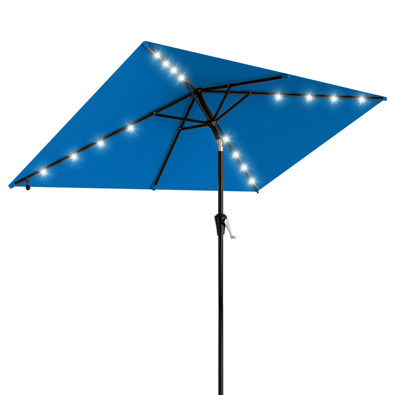 AreShark 9FT Patio Umbrella with Solar Lights, 32 Lighted Pool Umbrella w/Tilt and Crank, Outdoor Market Solar Umbrellas for Garden, Deck, Backyard, Pool and Beach, Beige