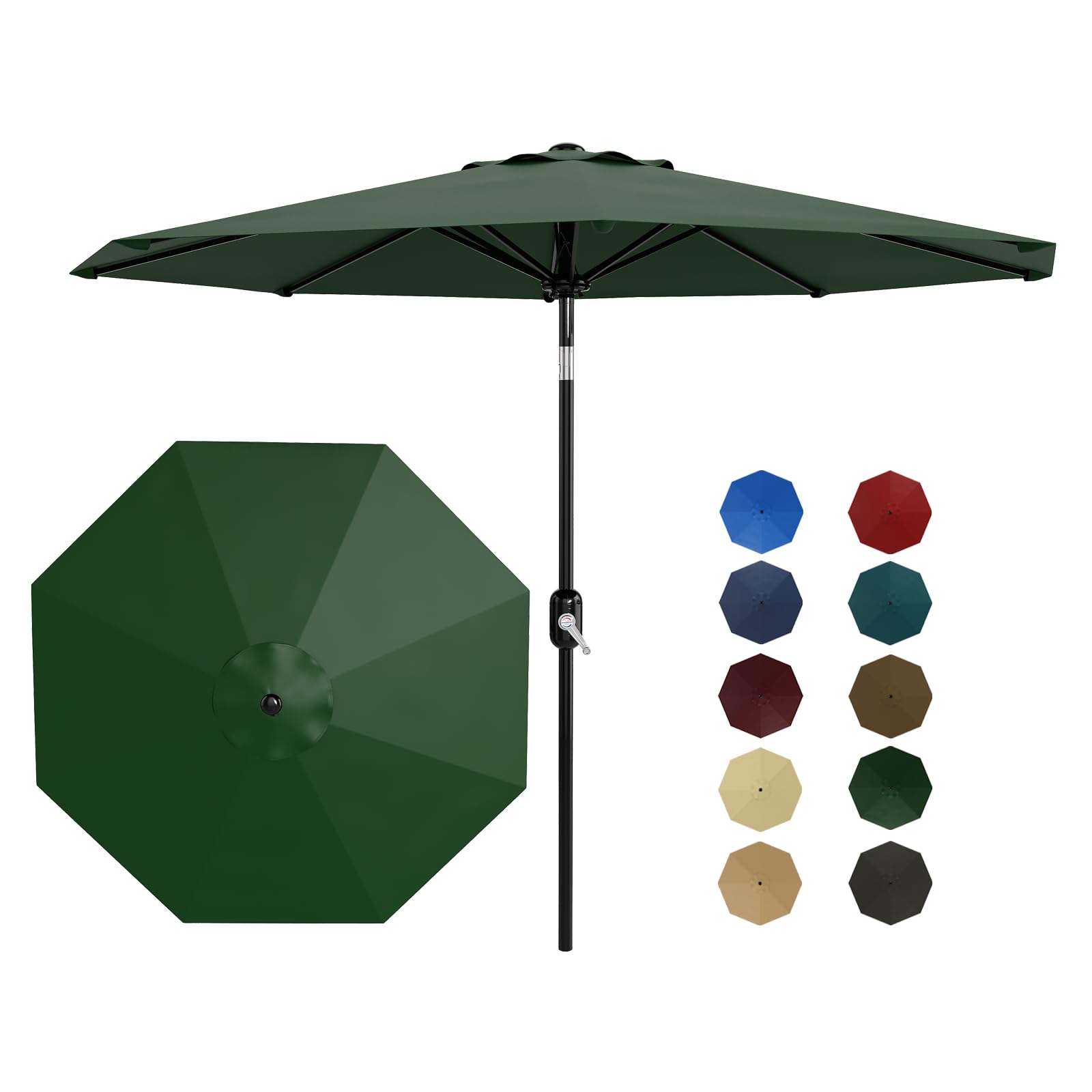 Garvee 9FT Patio Umbrella - Outdoor Table Umbrella with Smooth Crank Lift, Push Button Tilt and 8 Sturdy Ribs - Market Umbrella UV Protection Waterproof for Pool, Deck, Yard, Garden (Navy Blue)