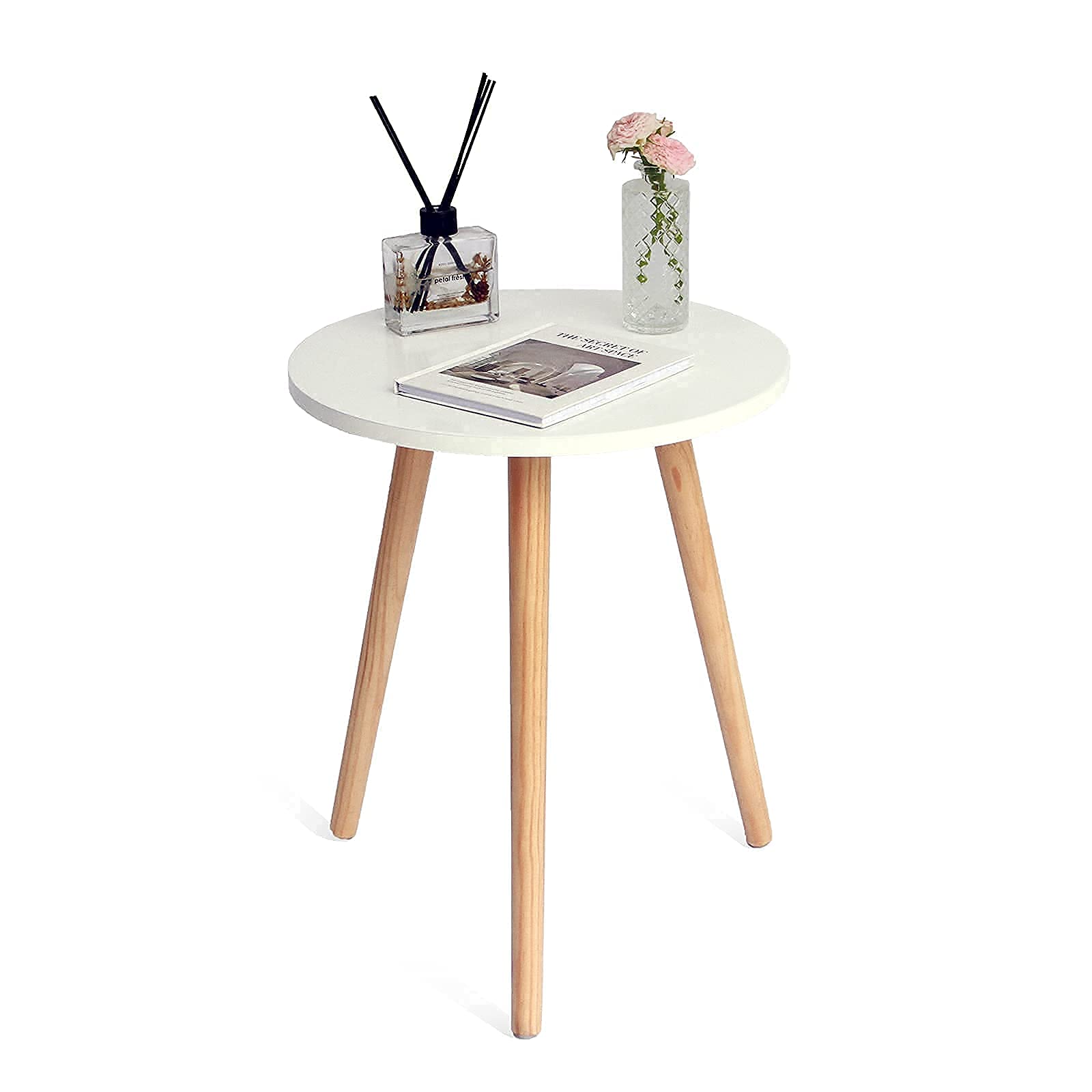 AWASEN Side Table Round, Small Accent Table Nightstand Modern End Table for Living Room Bedroom Office Small Spaces, 15.7''D x 19.69''H(Natural Walnut)
