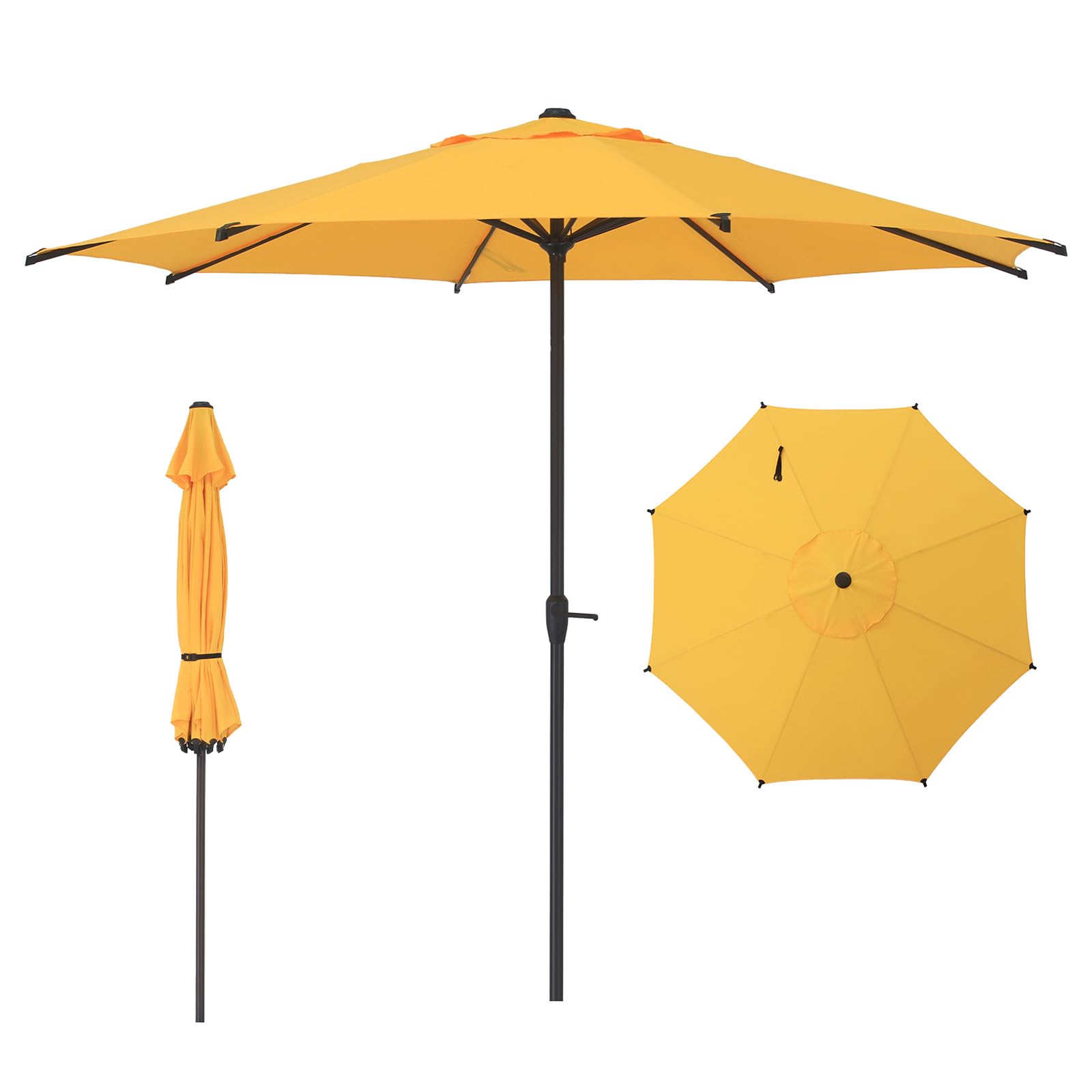Abba Patio 9FT Lyon Outdoor Patio Umbrella Outdoor Table Umbrella with Push Button Tilt and Crank Market Umbrella 8 Sturdy Ribs UV Protection Waterproof for Garden Deck Backyard Pool, Black & Ivory