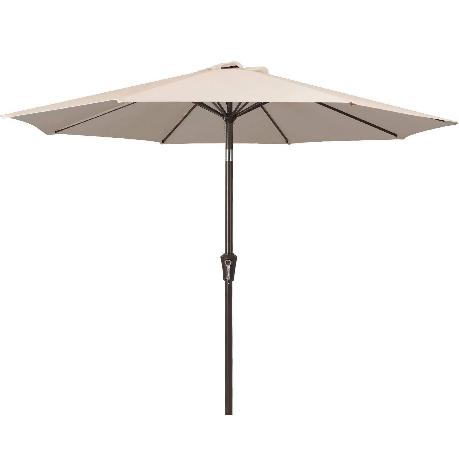 JEAREY 9FT Outdoor Patio Umbrella Outdoor Table Umbrella with Push Button Tilt and Crank, Market Umbrella 8 Sturdy Ribs UV Protection Waterproof for Garden, Deck, Backyard, Pool (Beige)