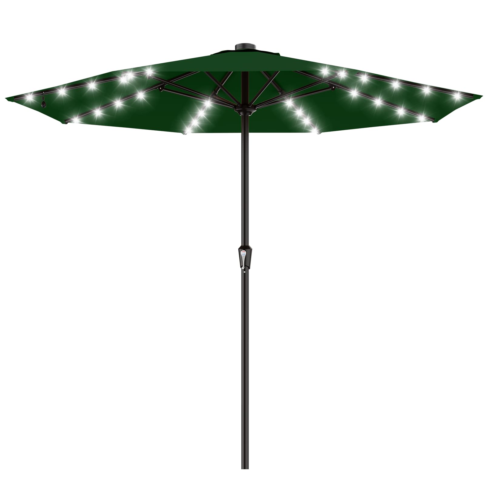AreShark 9FT Patio Umbrella with Solar Lights, 32 Lighted Pool Umbrella w/Tilt and Crank, Outdoor Market Solar Umbrellas for Garden, Deck, Backyard, Pool and Beach, Beige