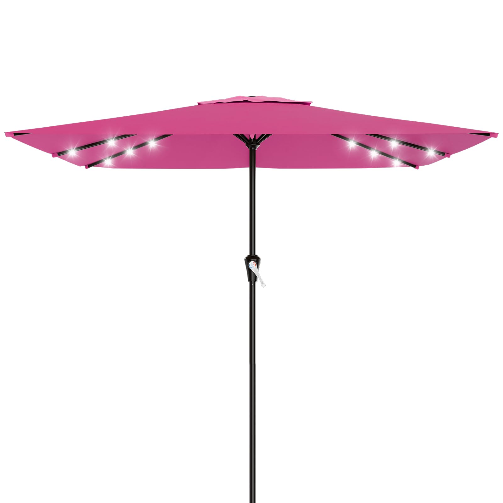AreShark 9FT Patio Umbrella with Solar Lights, 32 Lighted Pool Umbrella w/Tilt and Crank, Outdoor Market Solar Umbrellas for Garden, Deck, Backyard, Pool and Beach, Beige