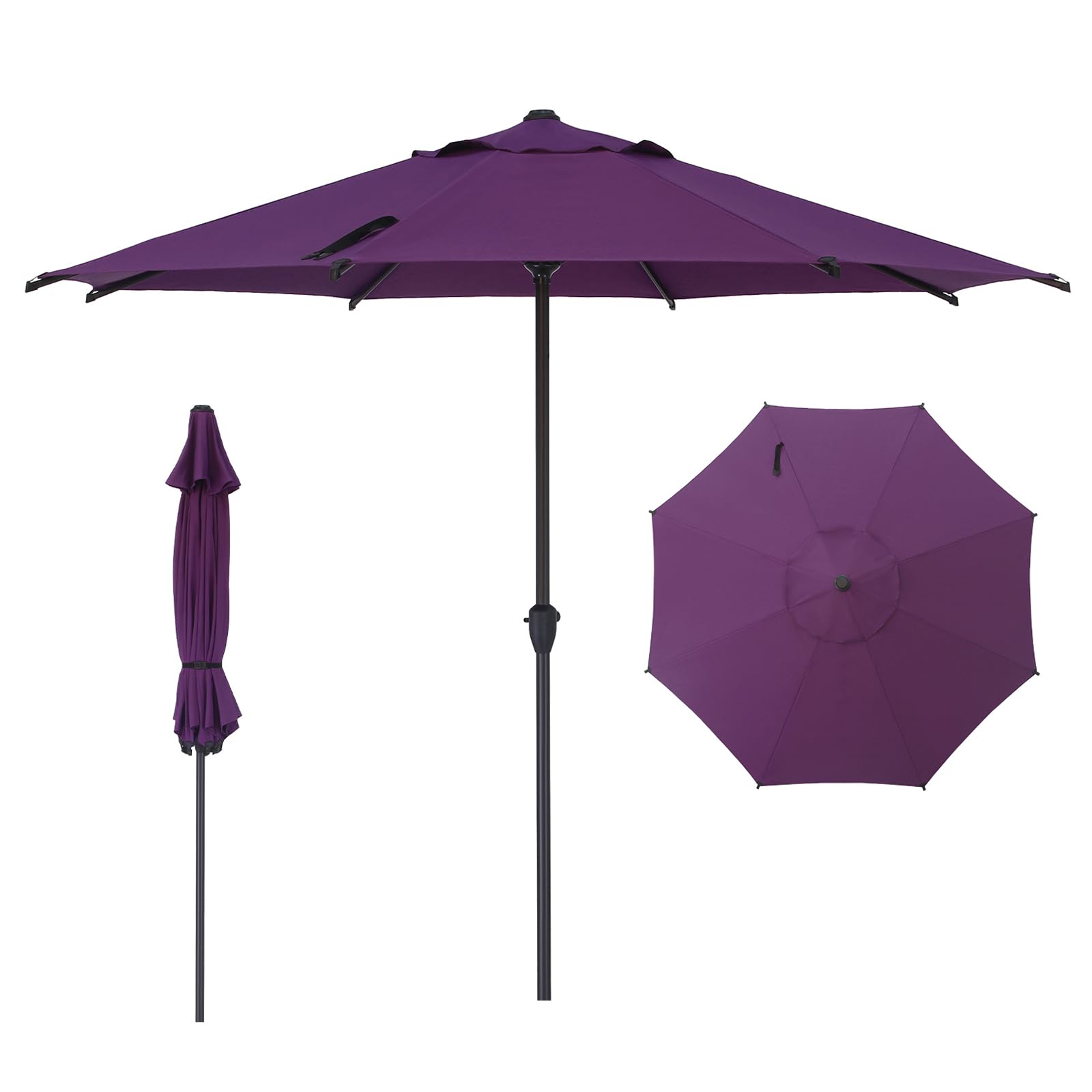 Abba Patio 9FT Lyon Outdoor Patio Umbrella Outdoor Table Umbrella with Push Button Tilt and Crank Market Umbrella 8 Sturdy Ribs UV Protection Waterproof for Garden Deck Backyard Pool, Black & Ivory