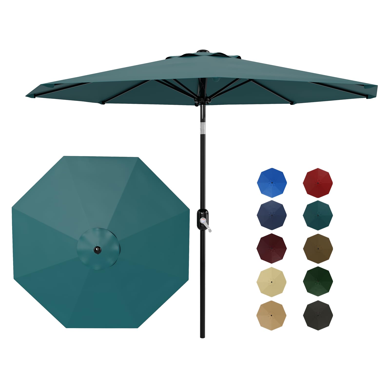 Garvee 9FT Patio Umbrella - Outdoor Table Umbrella with Smooth Crank Lift, Push Button Tilt and 8 Sturdy Ribs - Market Umbrella UV Protection Waterproof for Pool, Deck, Yard, Garden (Navy Blue)
