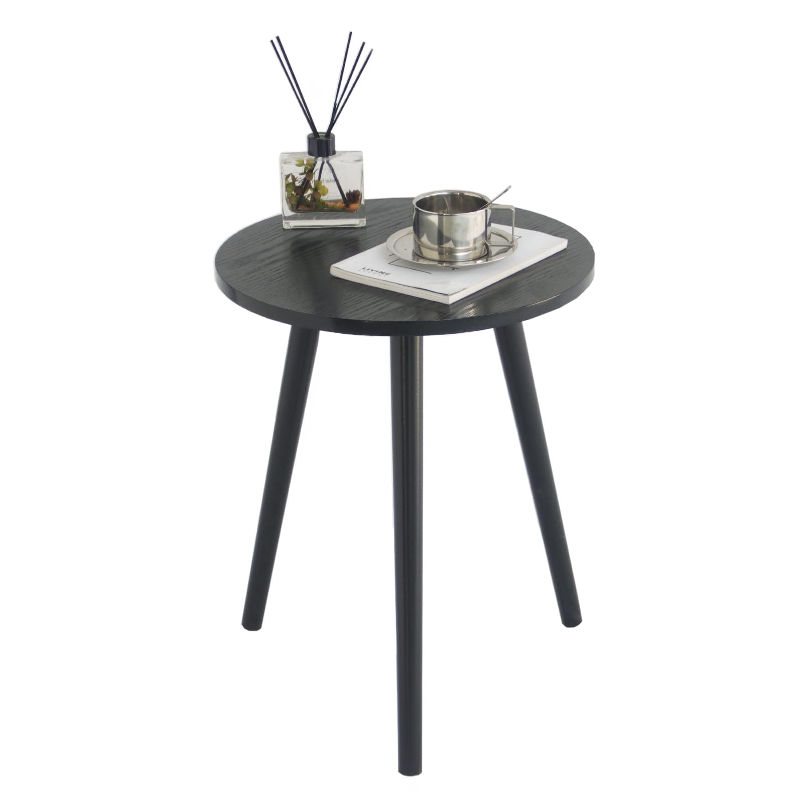 AWASEN Side Table Round, Small Accent Table Nightstand Modern End Table for Living Room Bedroom Office Small Spaces, 15.7''D x 19.69''H(Natural Walnut)