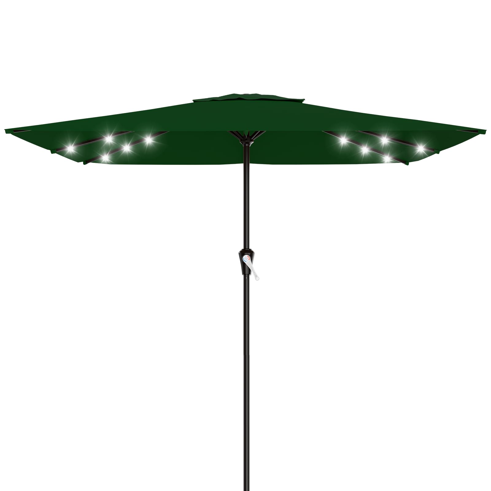 AreShark 9FT Patio Umbrella with Solar Lights, 32 Lighted Pool Umbrella w/Tilt and Crank, Outdoor Market Solar Umbrellas for Garden, Deck, Backyard, Pool and Beach, Beige