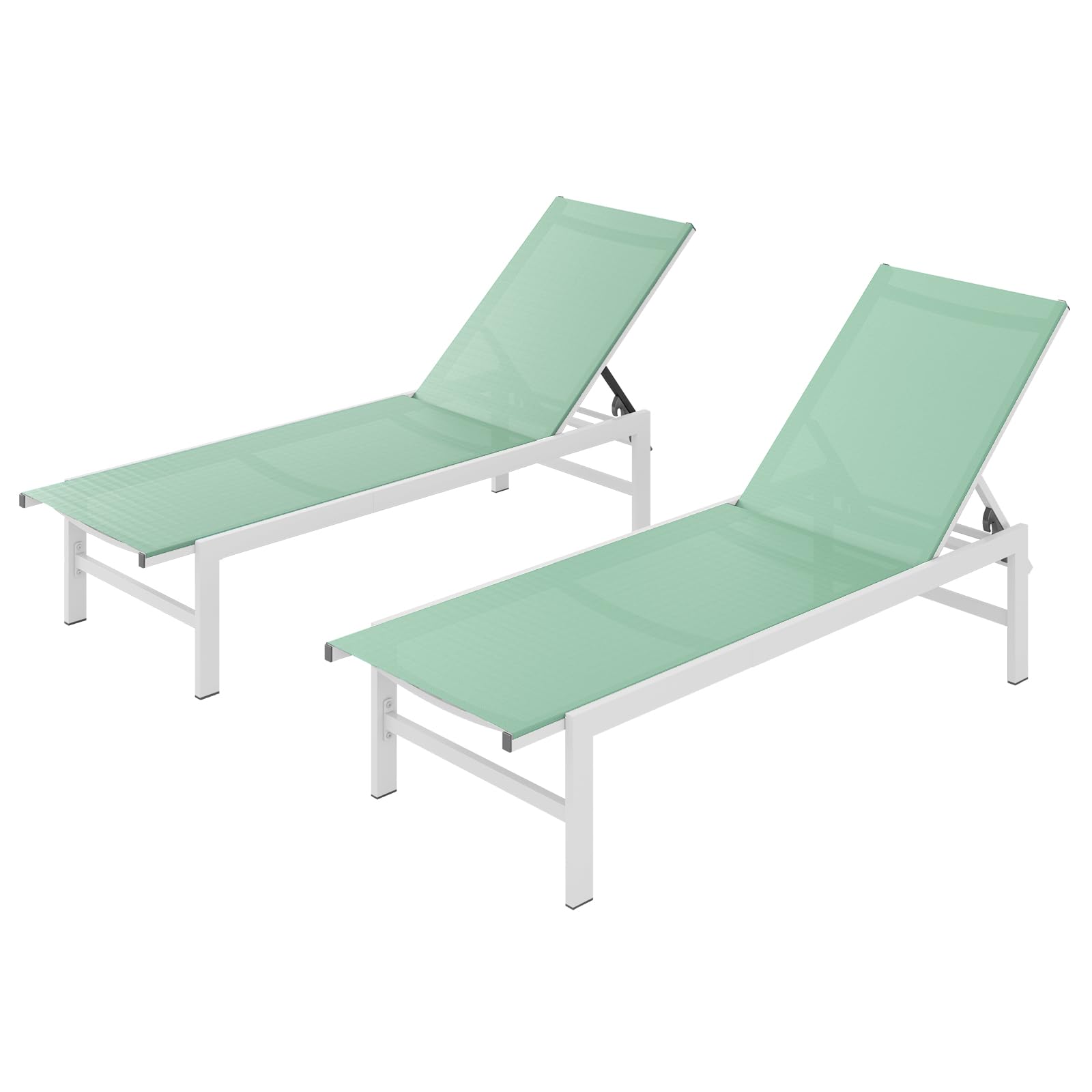 Vexwalx Outdoor Lounge Chair for Pool, Aluminum Chaise Lounge Chairs with 5-Position Recliner, Patio Lounge Chair for Backyard, Poolside, Deck, Lawn (Khaki)