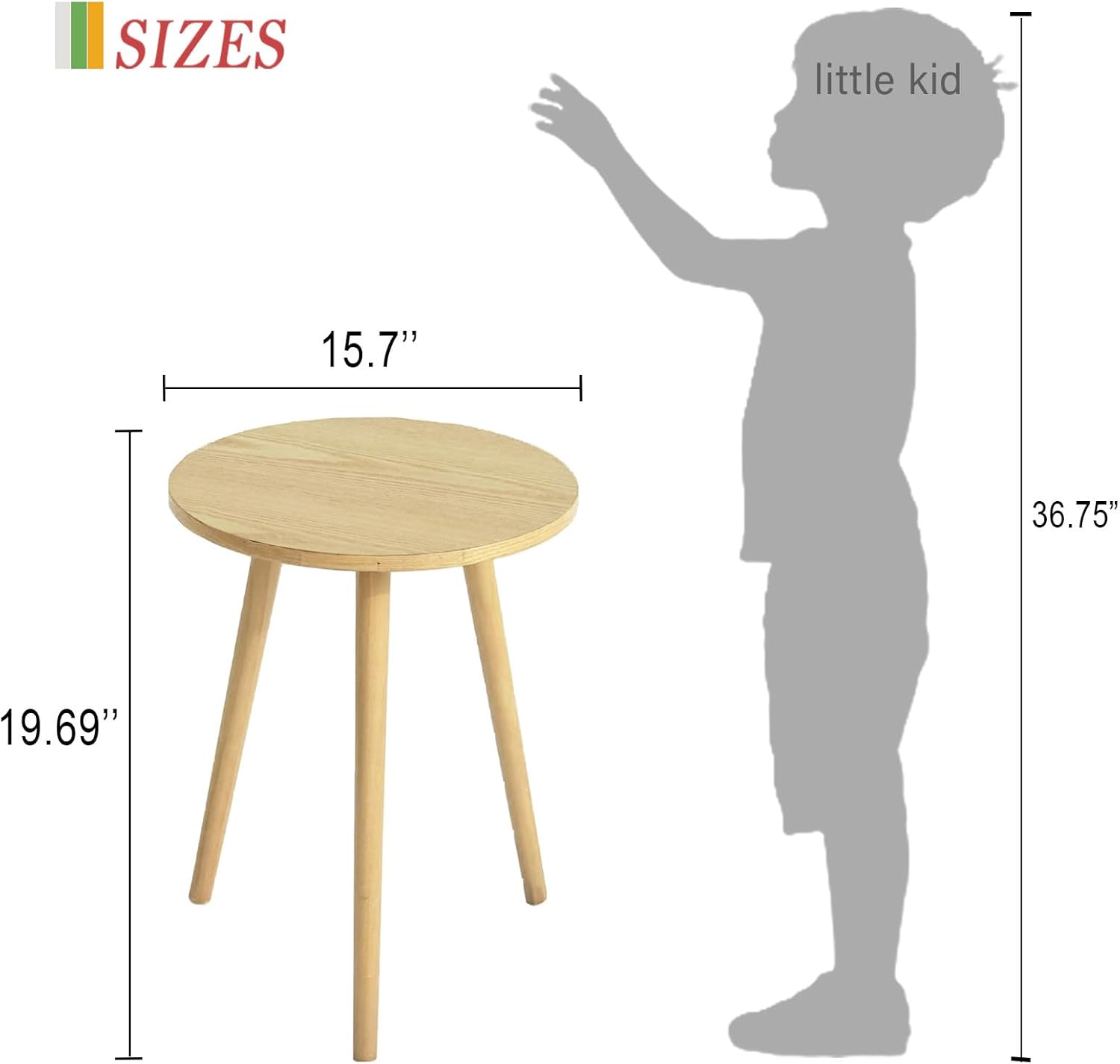 AWASEN Side Table Round, Small Accent Table Nightstand Modern End Table for Living Room Bedroom Office Small Spaces, 15.7''D x 19.69''H(Natural Walnut)