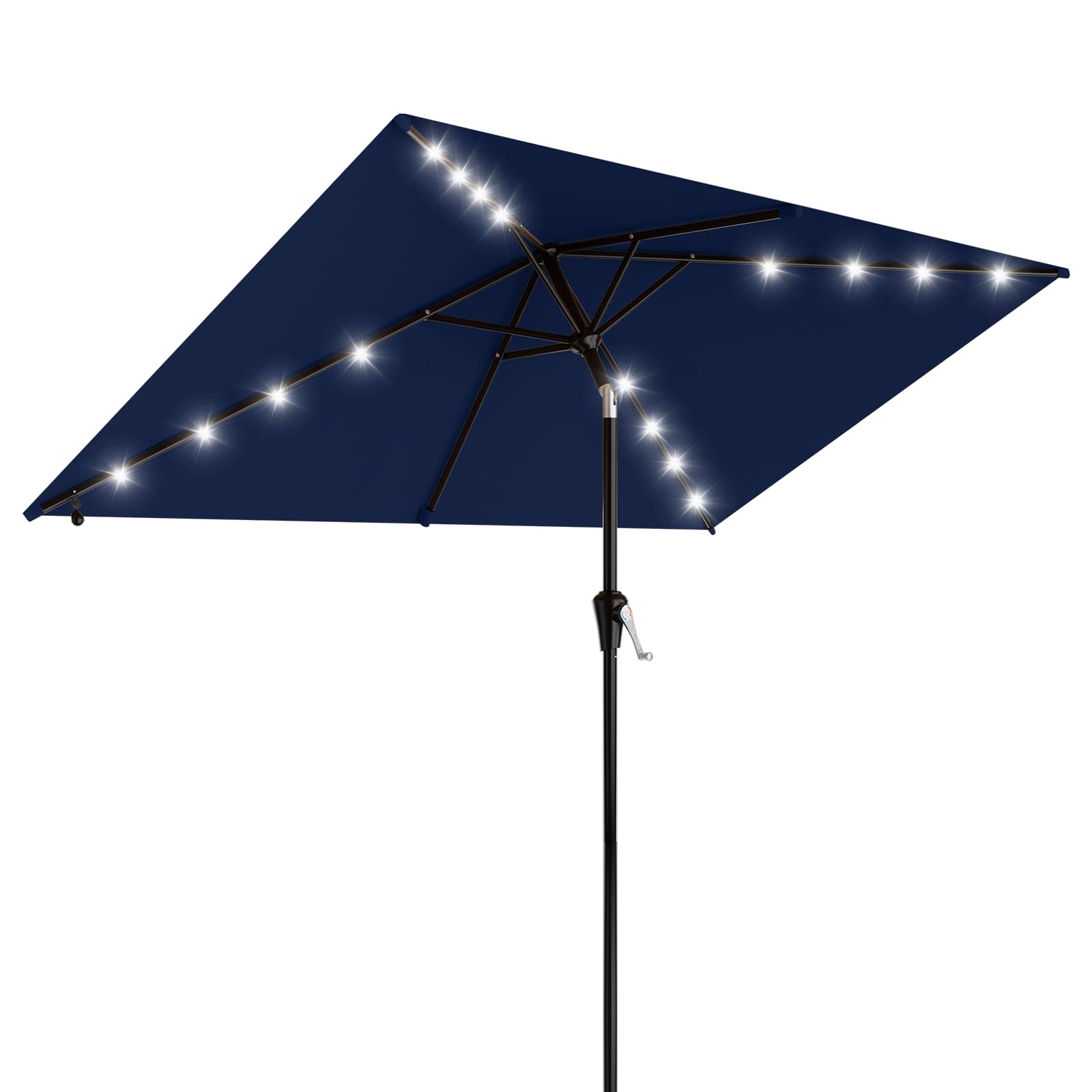 AreShark 9FT Patio Umbrella with Solar Lights, 32 Lighted Pool Umbrella w/Tilt and Crank, Outdoor Market Solar Umbrellas for Garden, Deck, Backyard, Pool and Beach, Beige