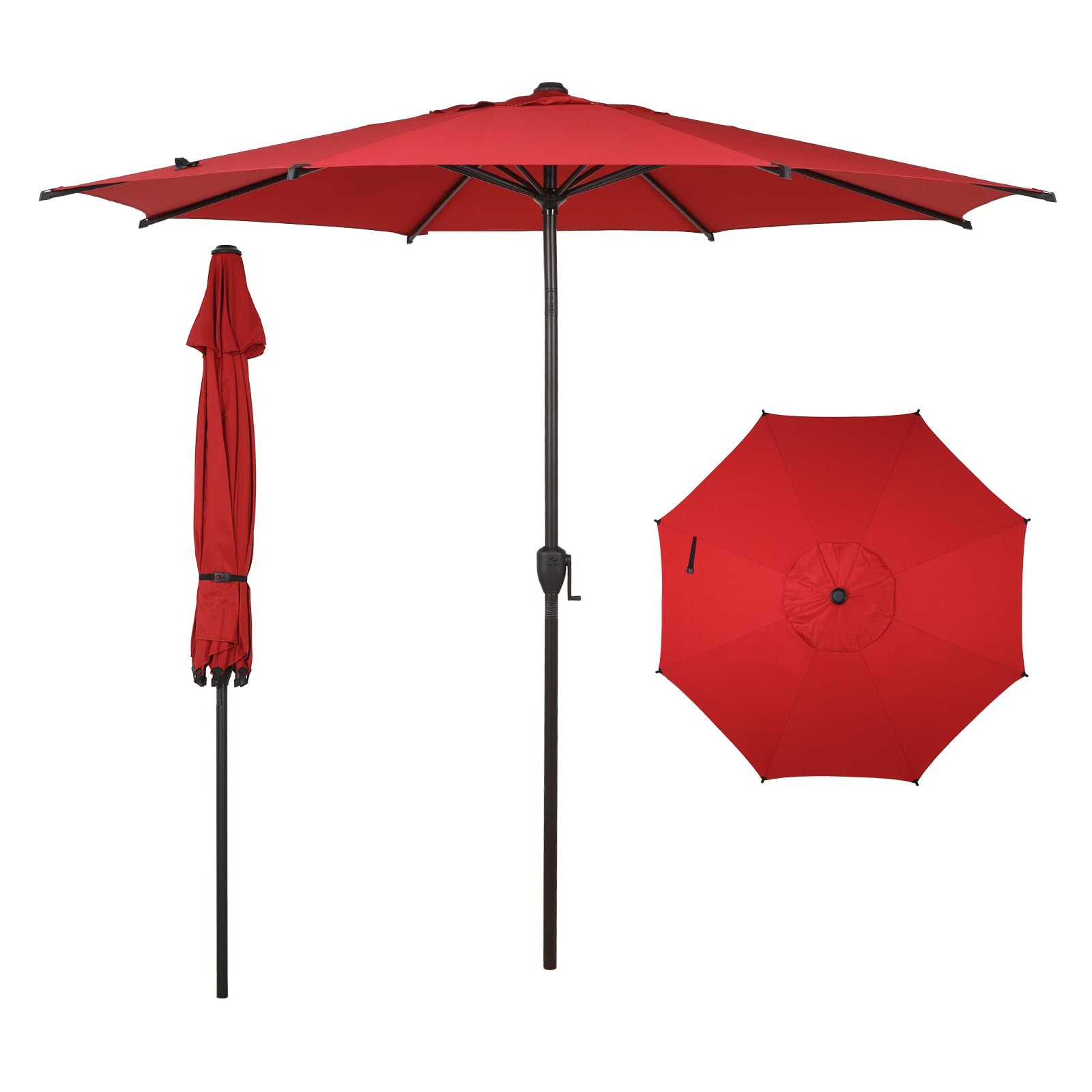 Abba Patio 9FT Lyon Outdoor Patio Umbrella Outdoor Table Umbrella with Push Button Tilt and Crank Market Umbrella 8 Sturdy Ribs UV Protection Waterproof for Garden Deck Backyard Pool, Black & Ivory