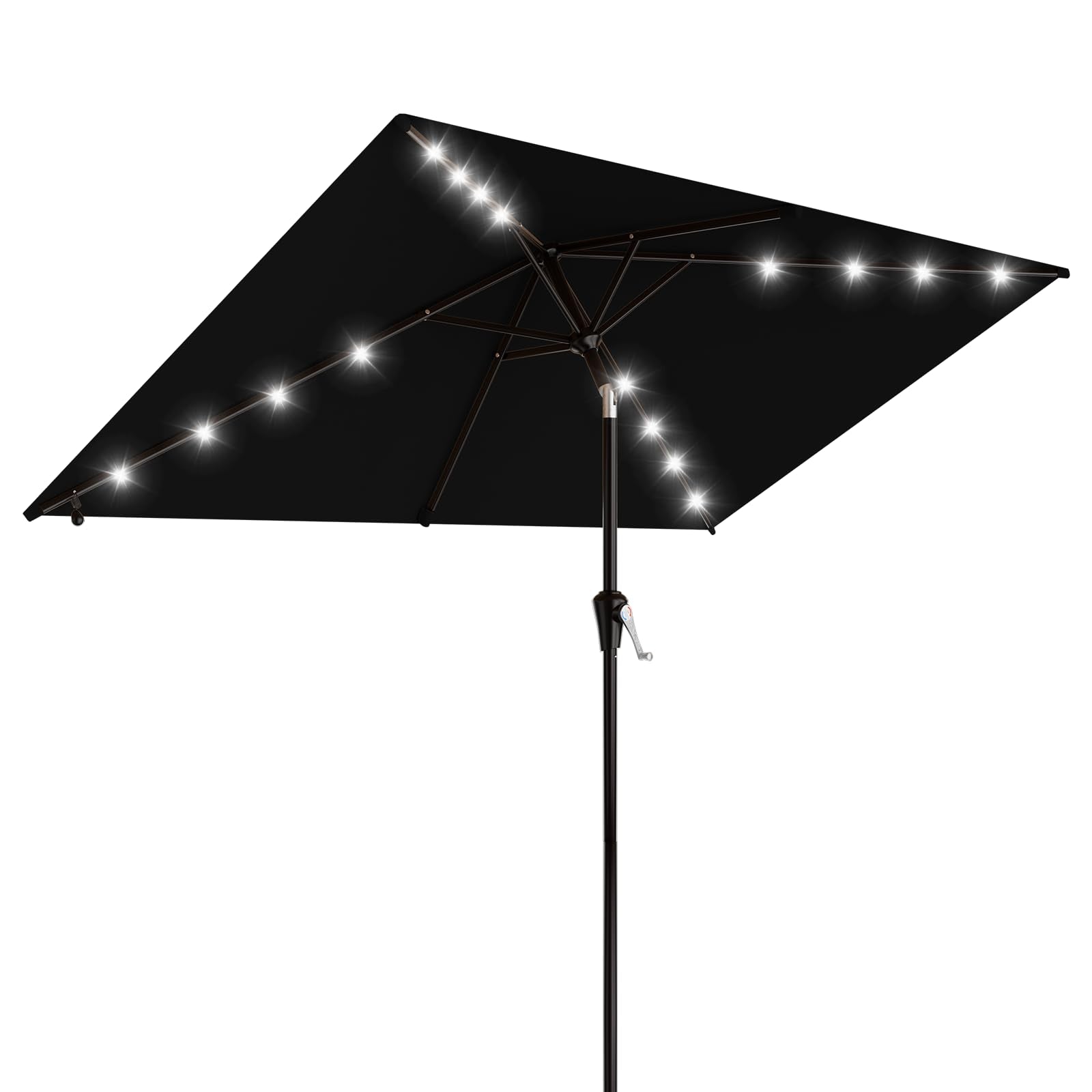 AreShark 9FT Patio Umbrella with Solar Lights, 32 Lighted Pool Umbrella w/Tilt and Crank, Outdoor Market Solar Umbrellas for Garden, Deck, Backyard, Pool and Beach, Beige