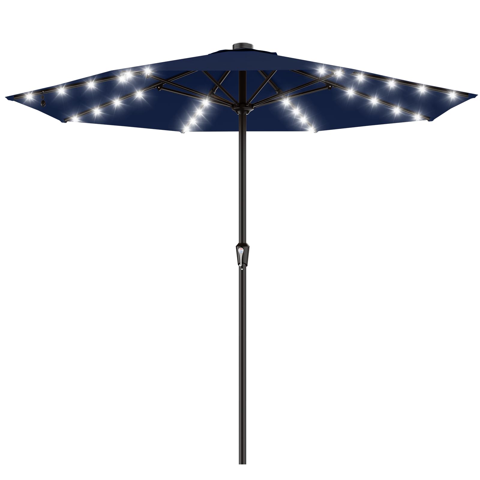 AreShark 9FT Patio Umbrella with Solar Lights, 32 Lighted Pool Umbrella w/Tilt and Crank, Outdoor Market Solar Umbrellas for Garden, Deck, Backyard, Pool and Beach, Beige